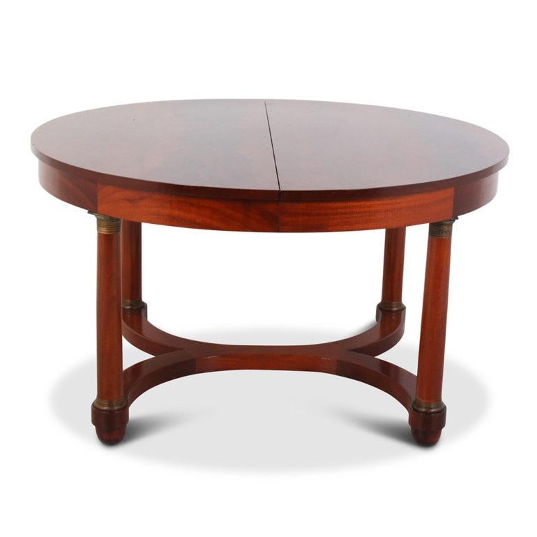 French Empire Flame Mahogany Oval Dining Table In Good Condition In Vancouver, British Columbia