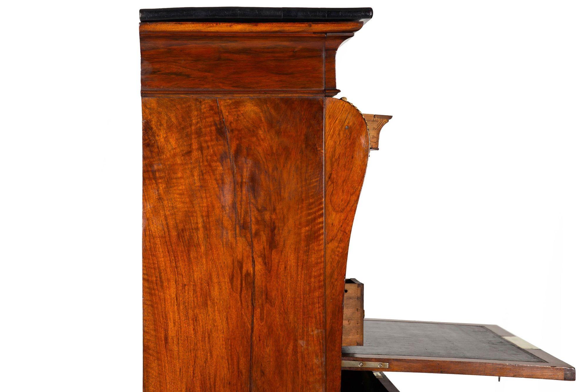 French Empire Flamed Mahogany Secretaire a'Abattant Desk ca. 1830 For Sale 4