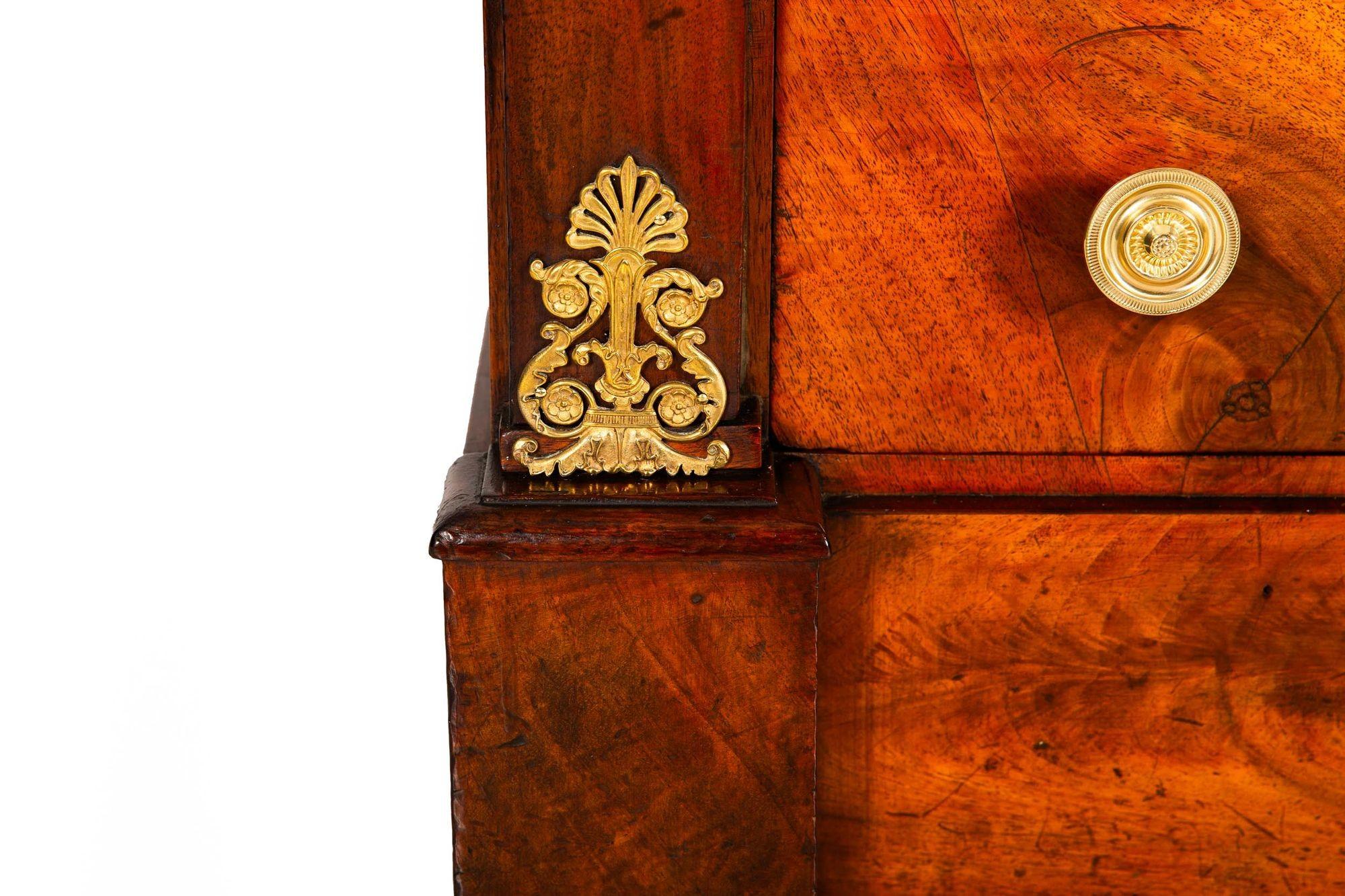 Französisches Empire Geflammtes Mahagoni Secretaire a'Abattant Schreibtisch ca. 1830 11