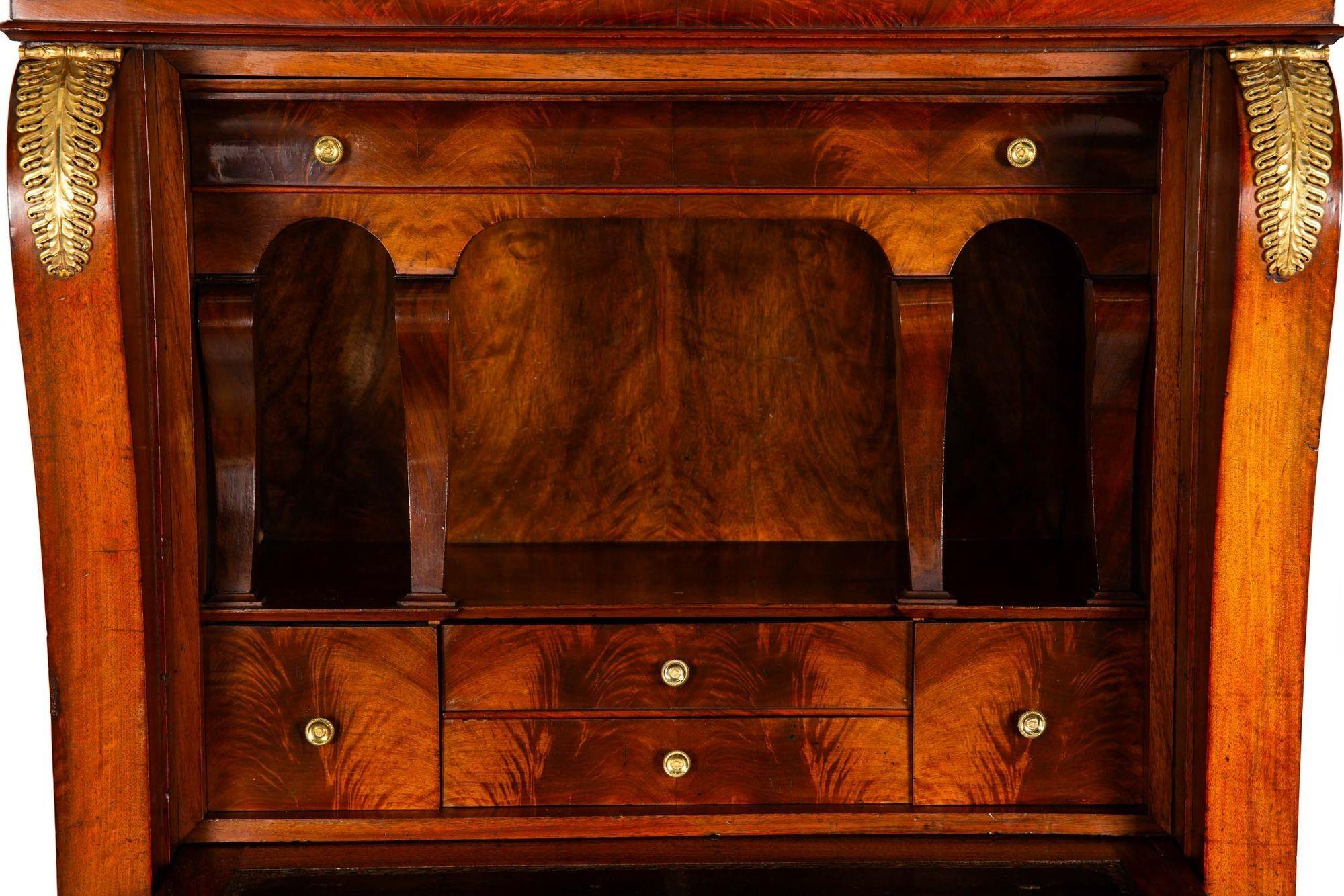 Französisches Empire Geflammtes Mahagoni Secretaire a'Abattant Schreibtisch ca. 1830 12