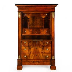 French Empire Flamed Mahogany Secretaire a'Abattant Desk ca. 1830