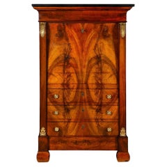 French Empire Flamed Mahogany Secretaire a'Abattant Desk ca. 1830