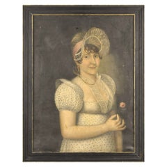French Empire Folk-Art Portrait of a Woman, Circa 1810 French Empire Folk-Art Portrait of a Woman, Circa 1810