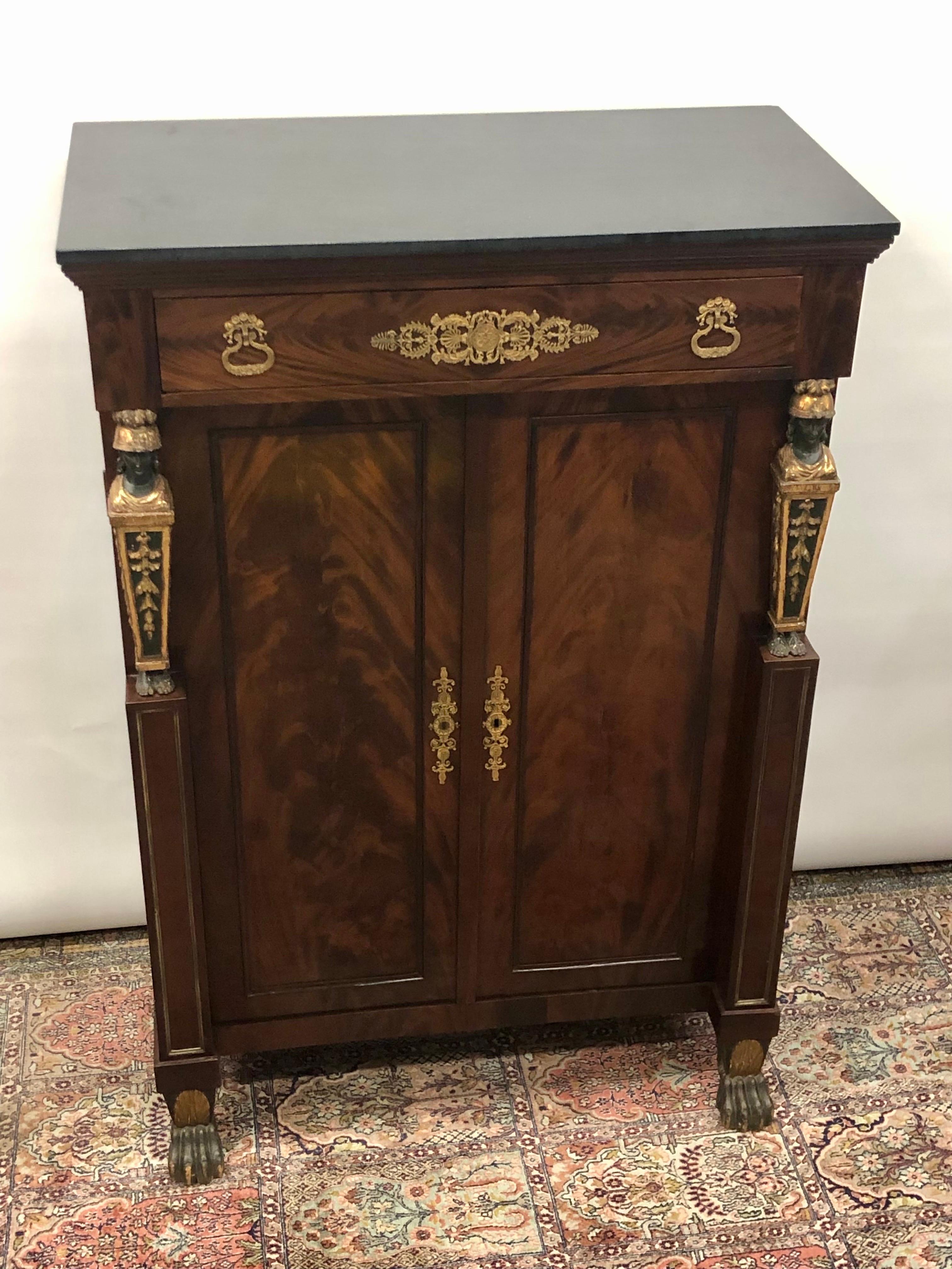 French Empire Gentleman's Cabinet / Chest with Soldier Motifs 19th Century 12