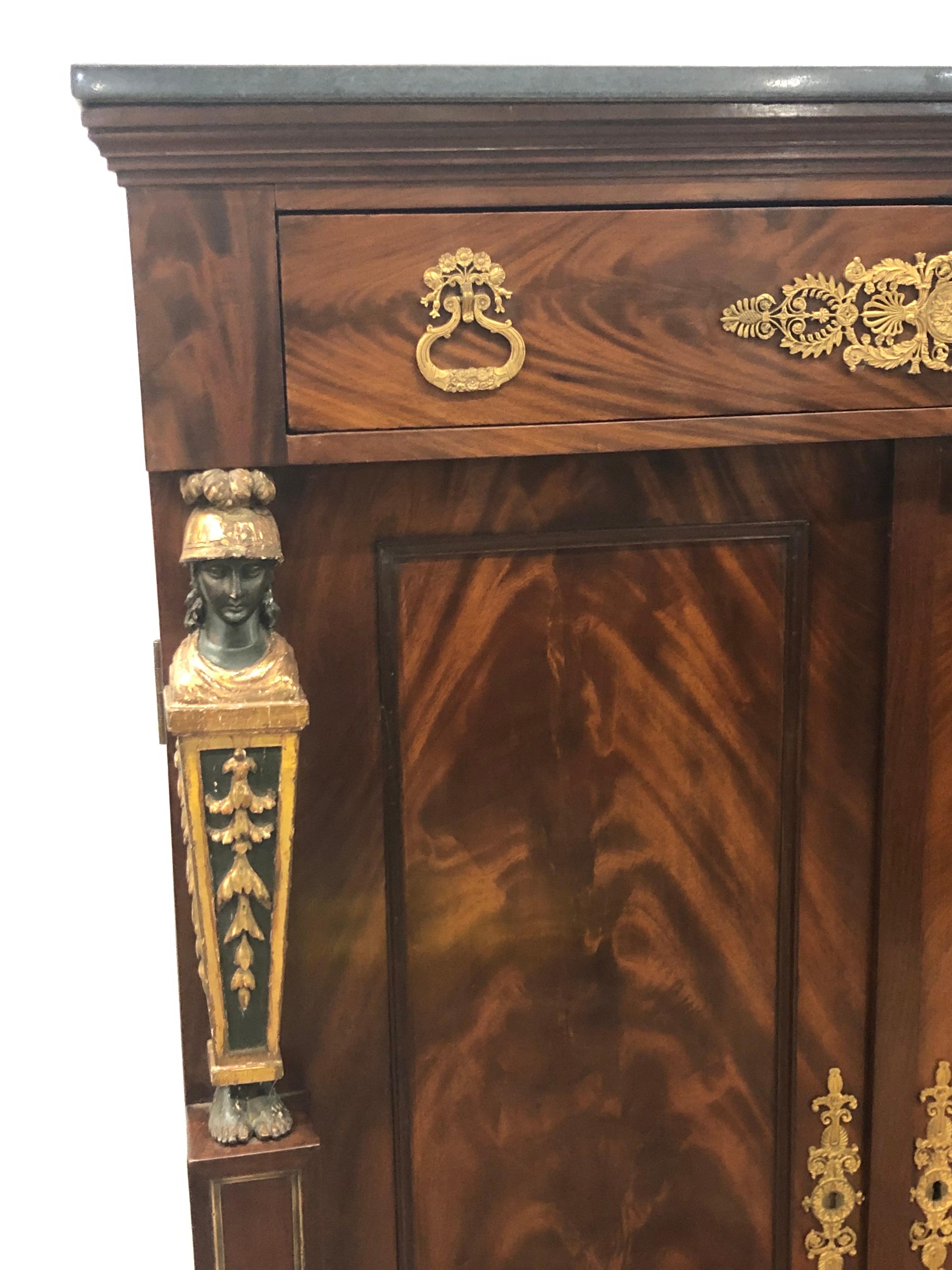 French Empire Gentleman's Cabinet / Chest with Soldier Motifs 19th Century 3