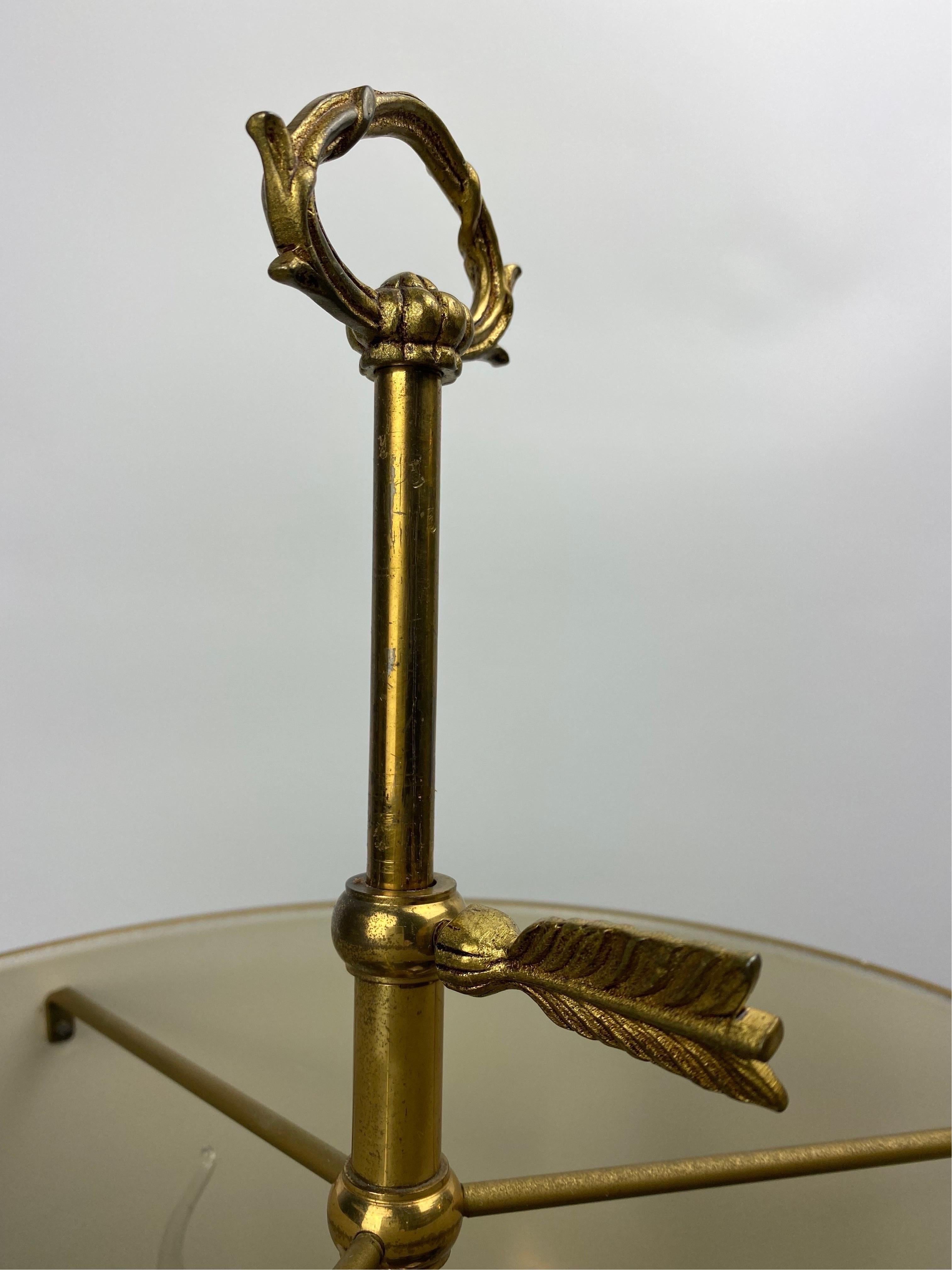 French Empire Gilded Bronze Bouillotte Lamp with 3 Eagle Arms For Sale 5