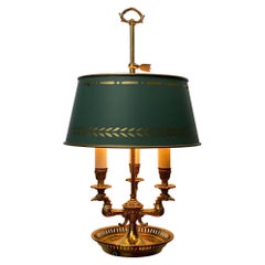 Lampada Bouillotte in bronzo dorato francese Impero con 3 bracci a forma di aquila