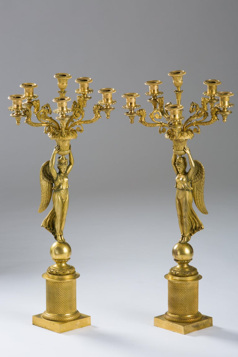French Empire Gilded Bronze Candelabras, circa 1815 For Sale at 1stDibs