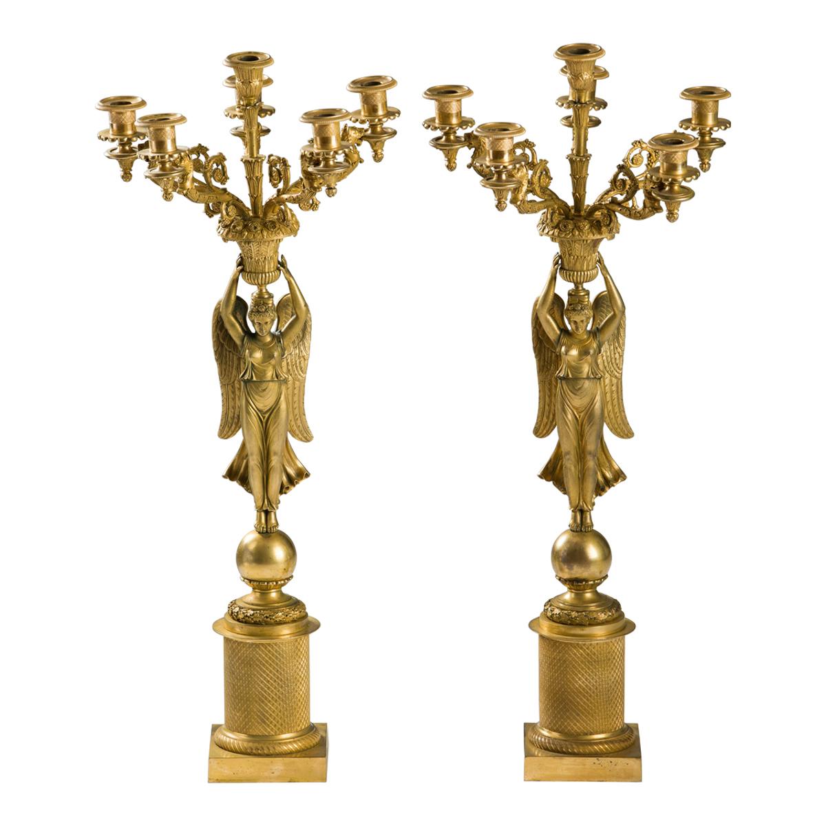 French Empire Gilded Bronze Candelabras, circa 1815 For Sale at 1stDibs