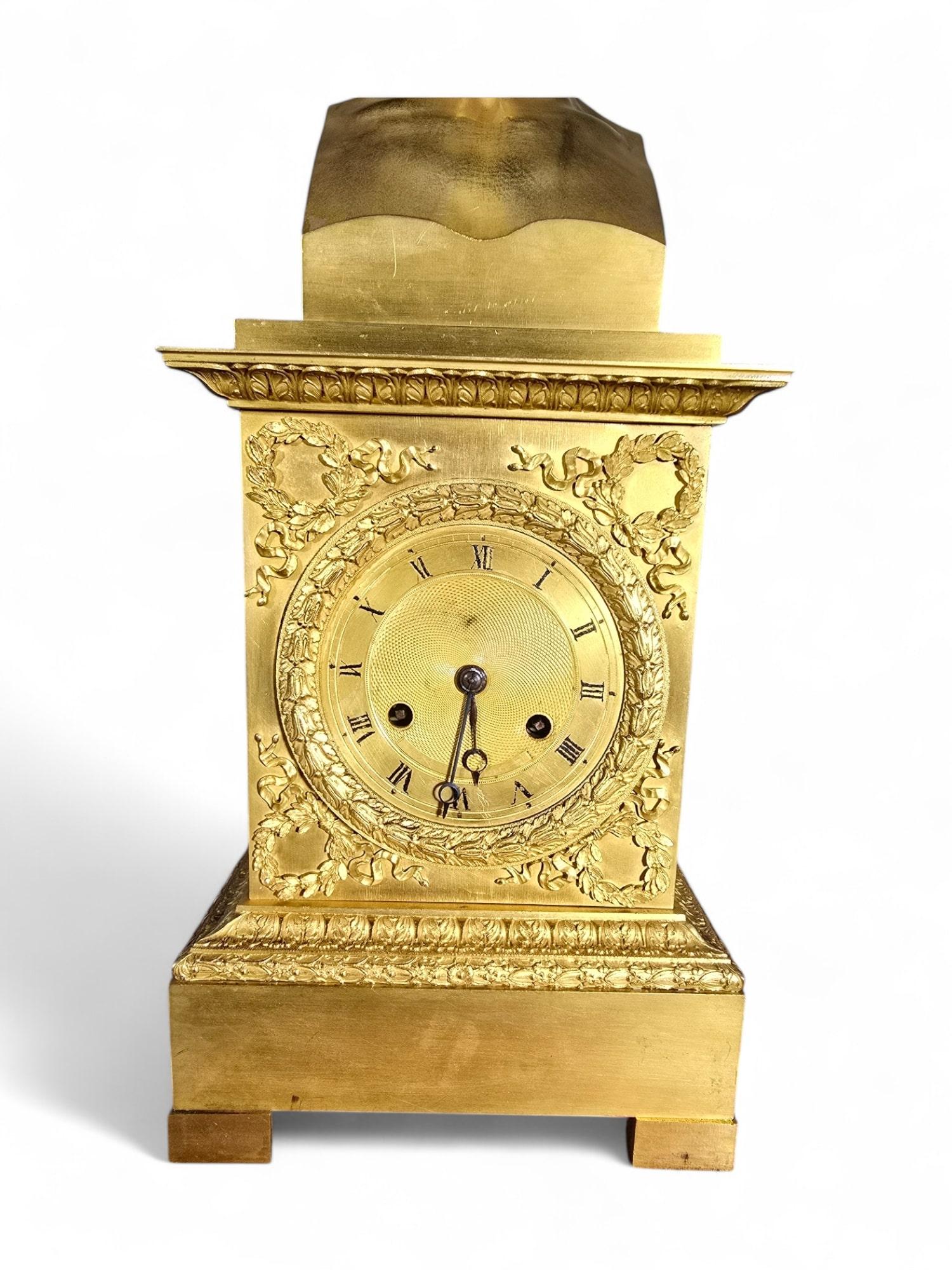 French Empire Gilded Bronze Mantel Clock For Sale 6