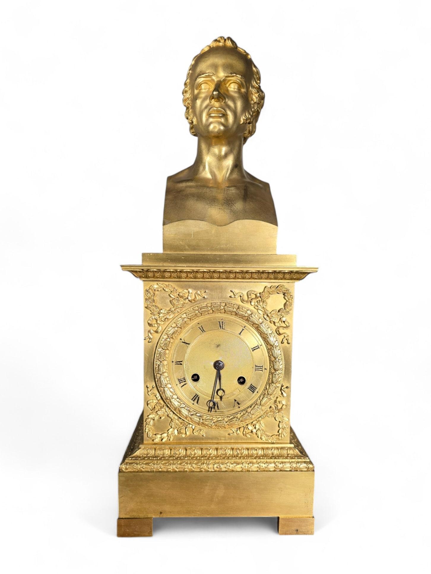 French Empire Gilded Bronze Mantel Clock For Sale 7