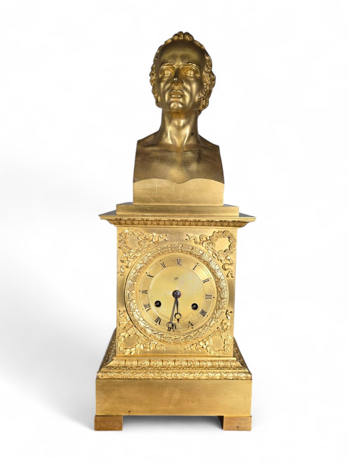 French Empire Gilded Bronze Mantel Clock For Sale 9