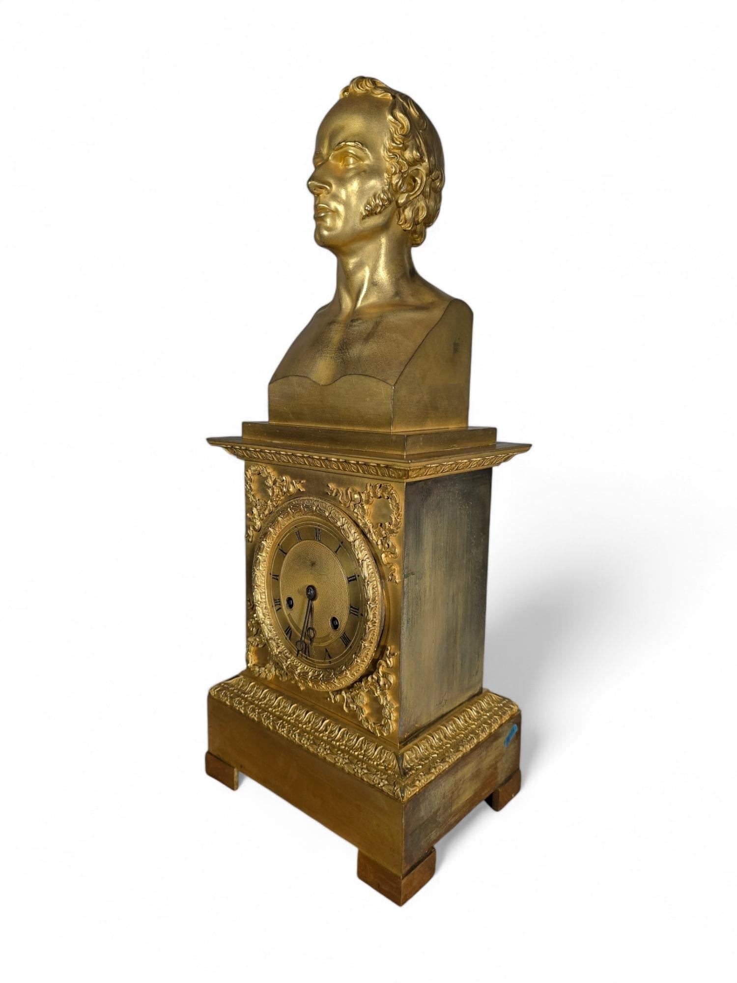 French Empire Gilded Bronze Mantel Clock For Sale 3