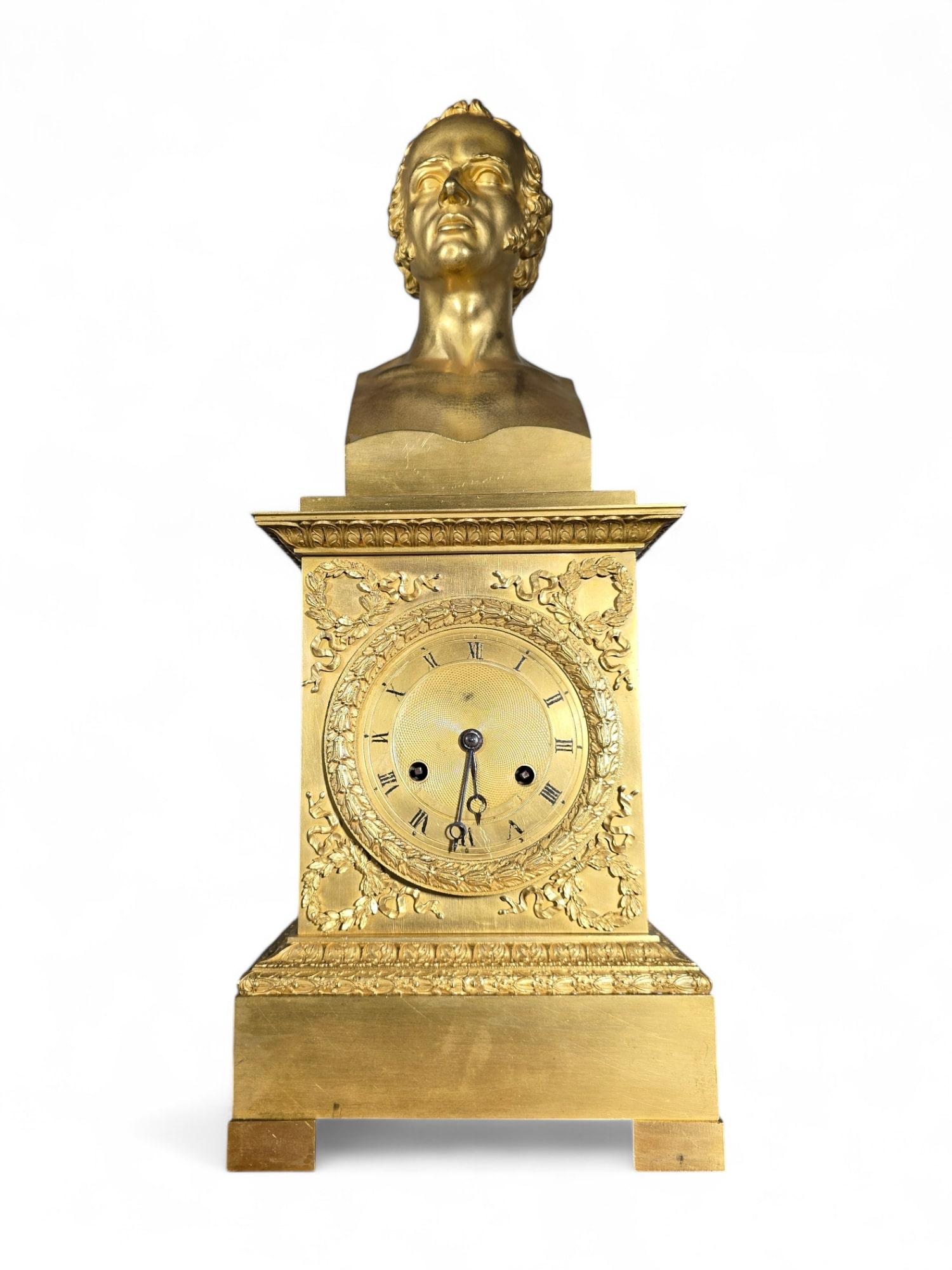 French Empire Gilded Bronze Mantel Clock For Sale 5