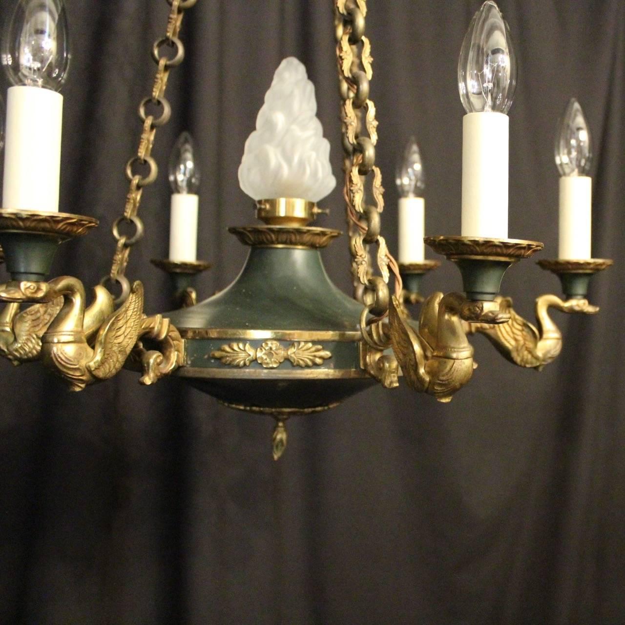 French Empire Gilded Bronze Seven-Light Chandelier In Good Condition In Chester, GB