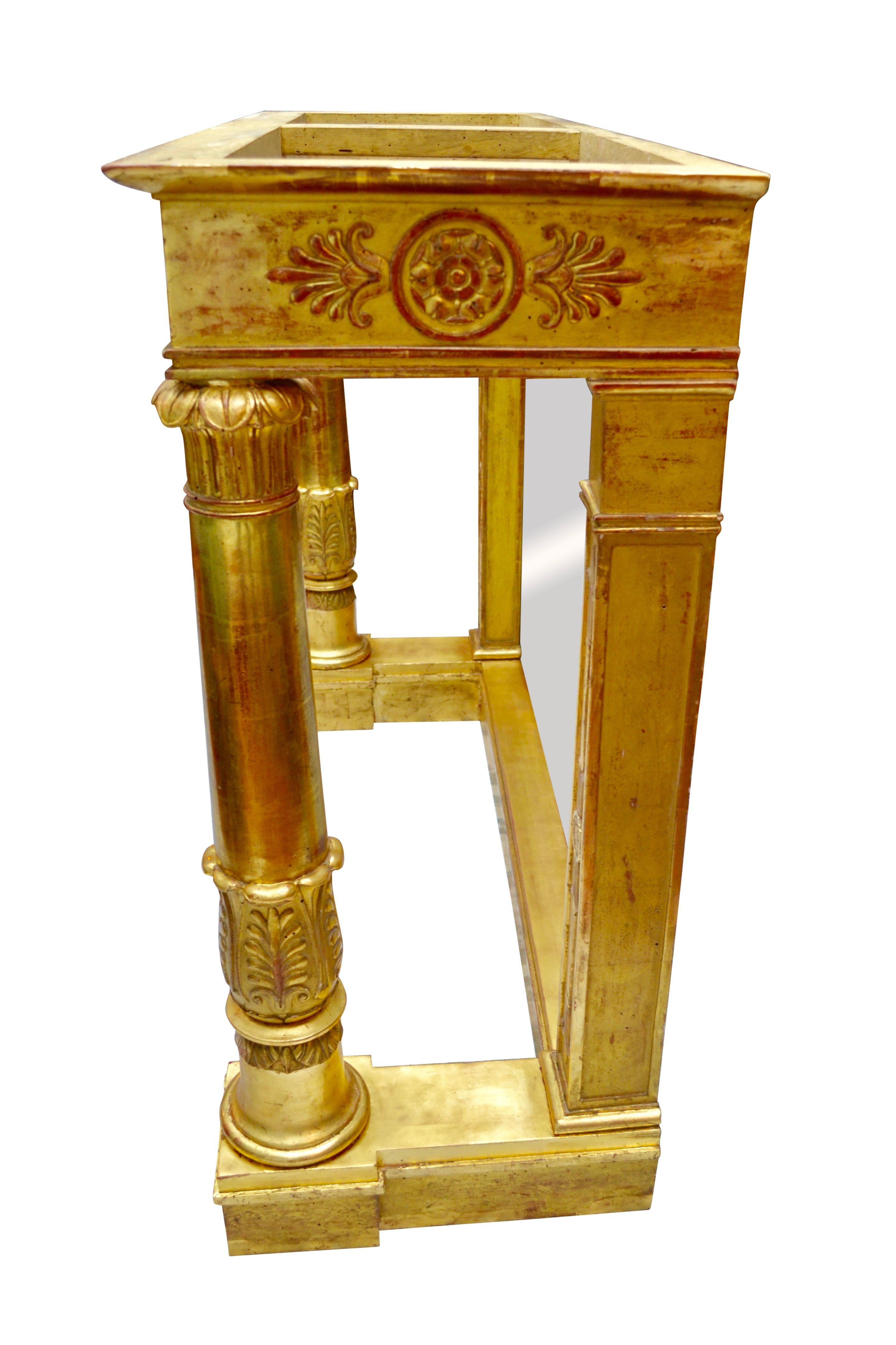 Console Empire française en bois doré surmontée de marbre, estampillée  Pierre Belange en vente 5