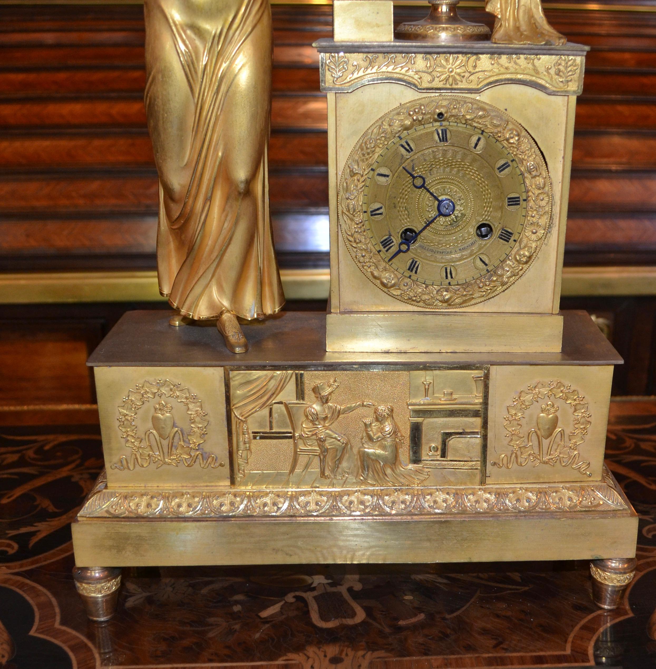 Doré Horloge allégorique de l'Empire français en bronze doré des sciences astronomiques en vente