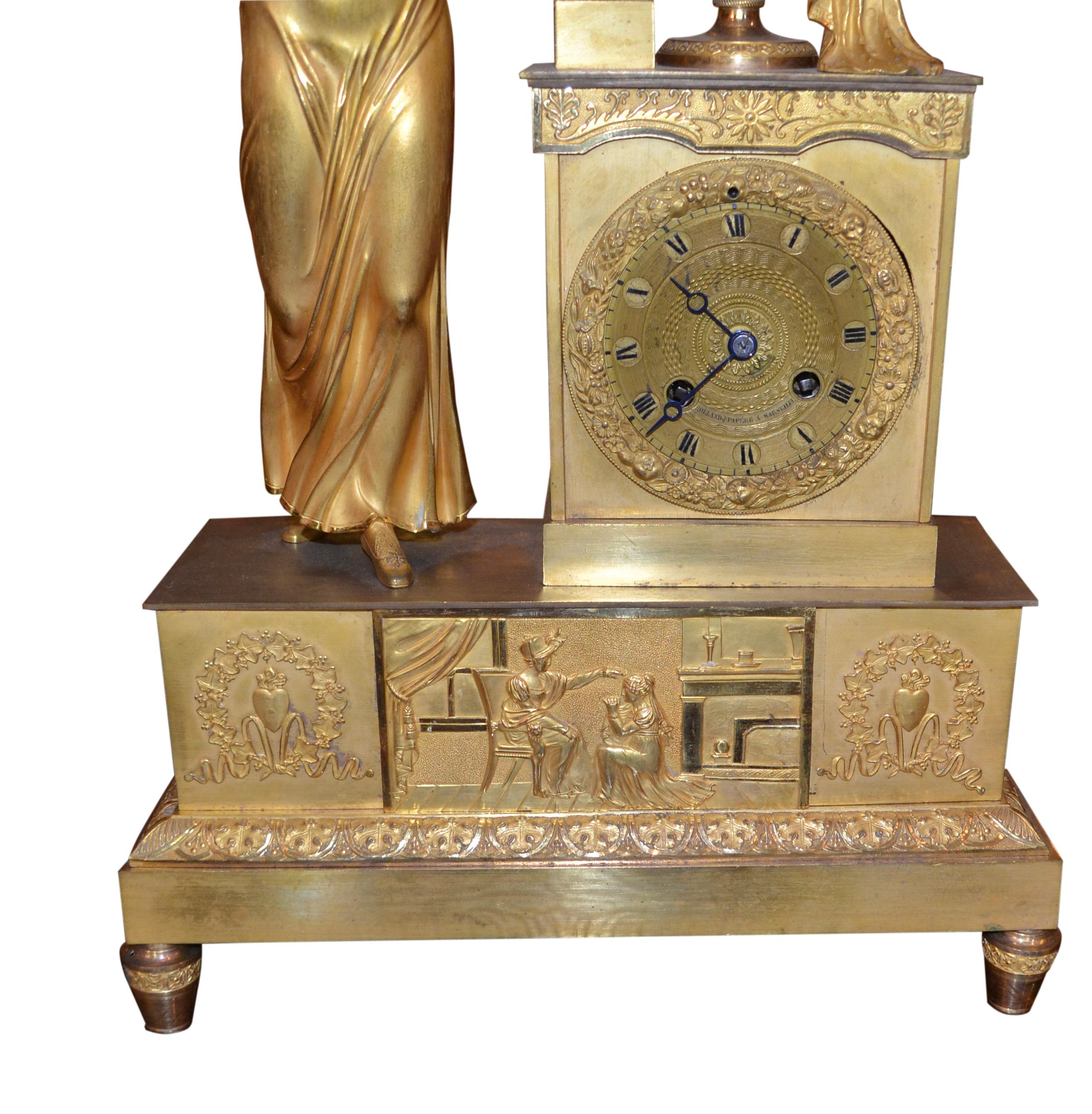 Horloge allégorique de l'Empire français en bronze doré des sciences astronomiques en vente 1