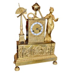 Antique French Empire Gilt Bronze Allegorical Clock of the Astronomical Sciences
