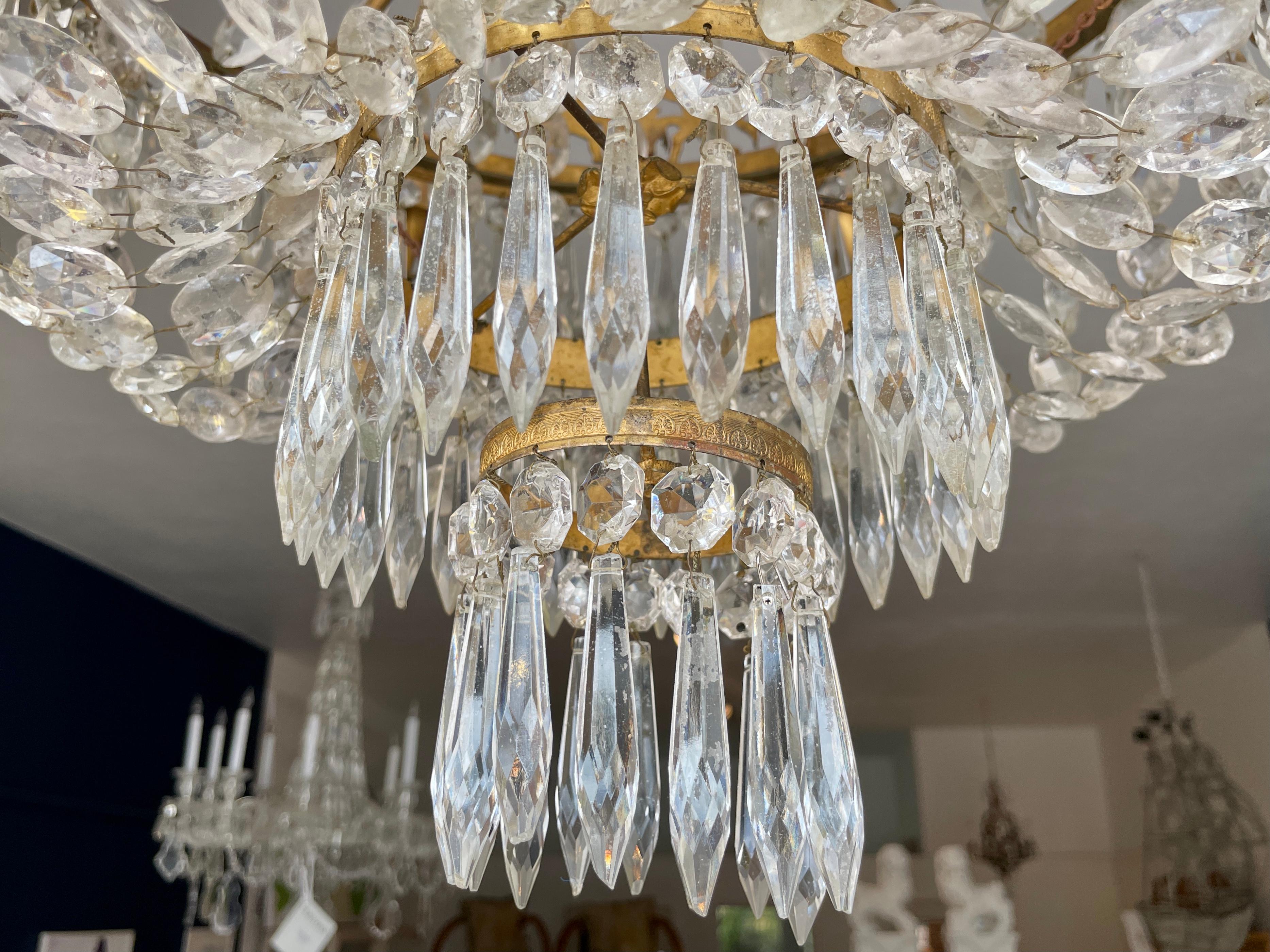 French Empire Gilt Bronze and Crystal Chandelier 8