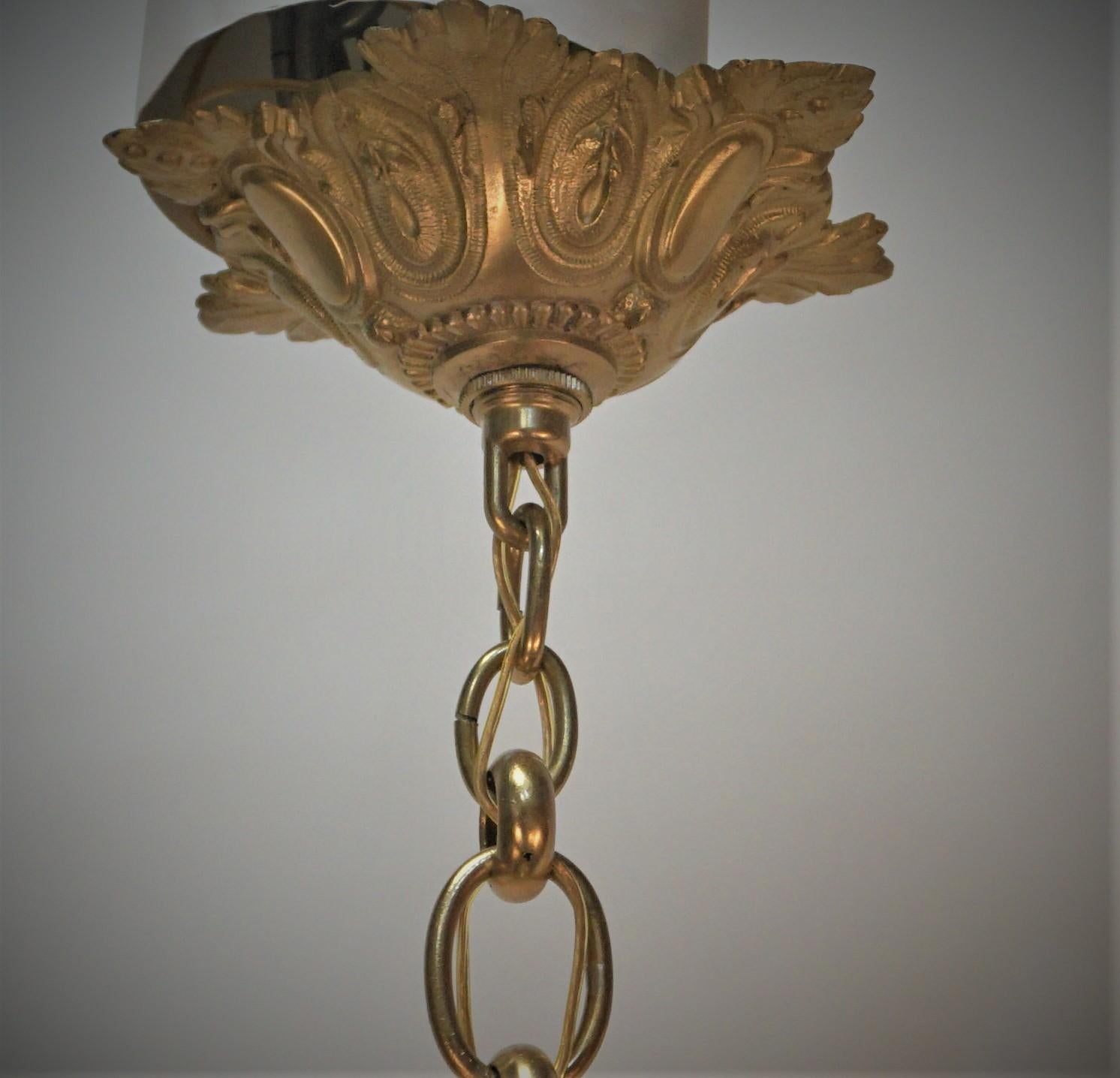 French Empire Gilt Bronze and Crystal Chandelier For Sale 6