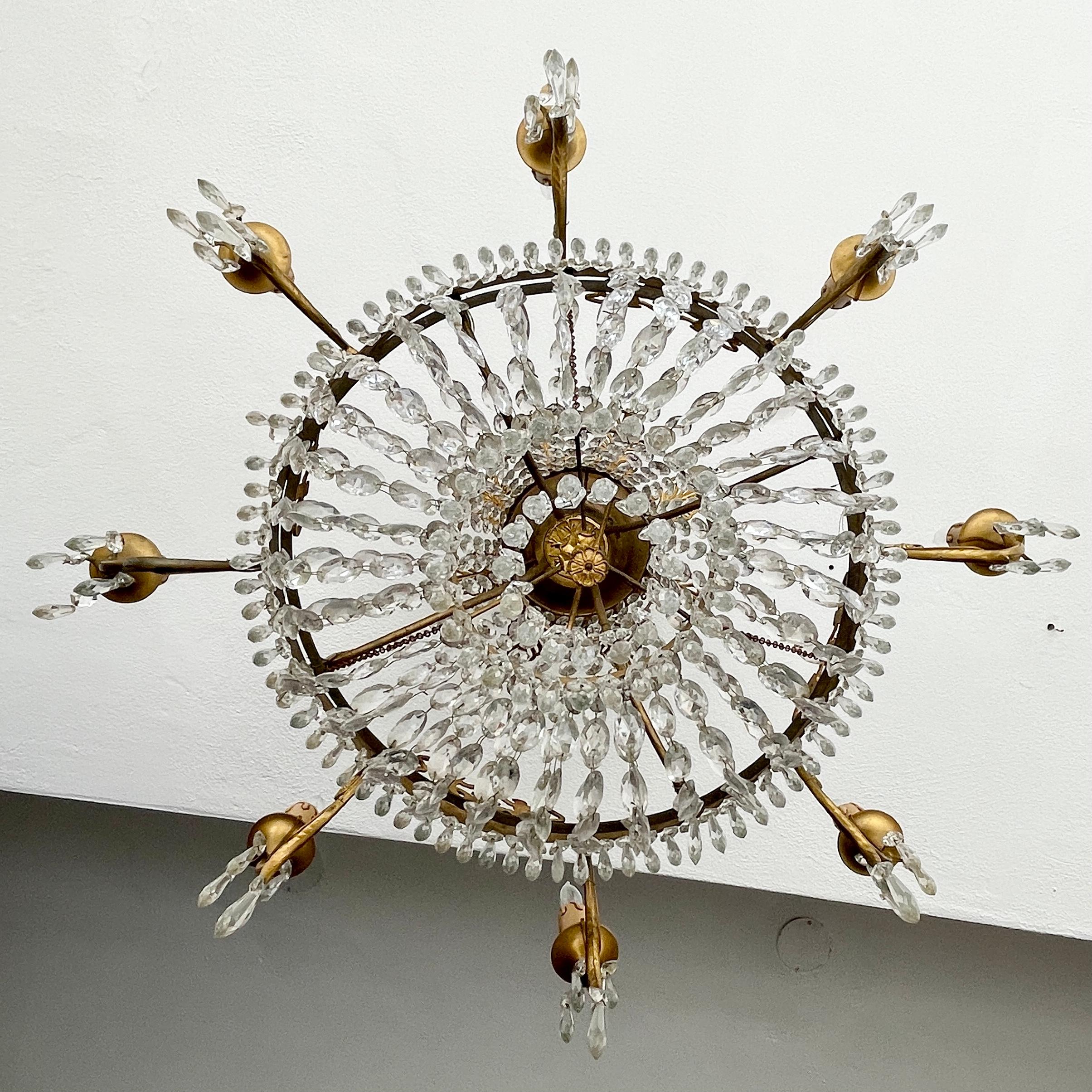 French Empire Gilt Bronze and Crystal Chandelier 9