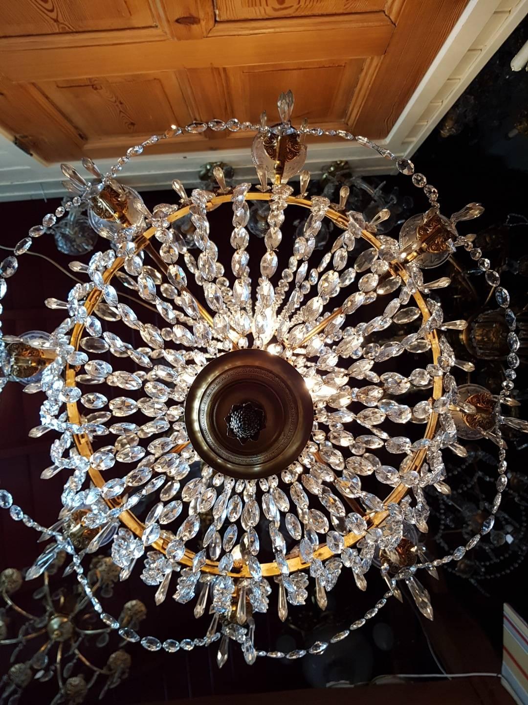 French Empire Gilt Bronze and Crystal Cut Dore Chandelier For Sale 13