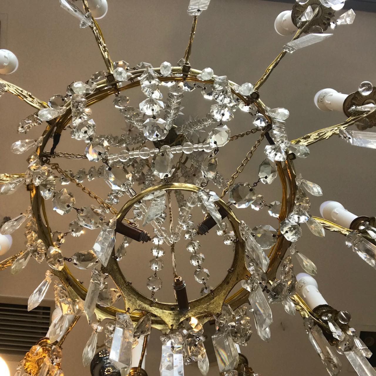 French Empire Gilt-Bronze and Hand-Cutted Crystal Chandeliert In Good Condition For Sale In Ljubljana, SI