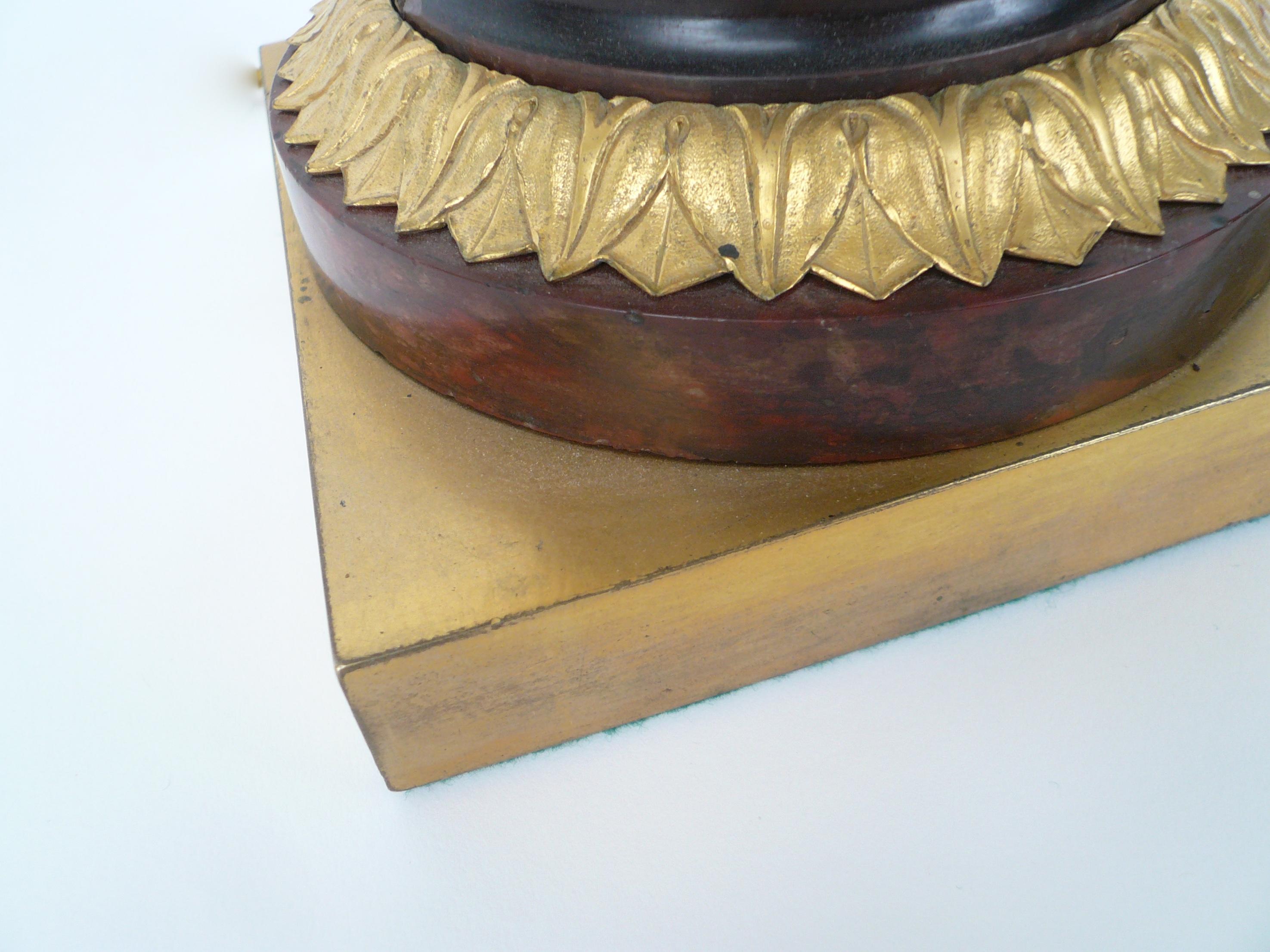 French Empire Gilt Bronze and Marble Figural Lamp Base For Sale 6