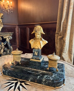 French Empire Gilt Bronze and Marble Standish