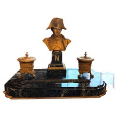 Support Empire français en bronze doré et marbre