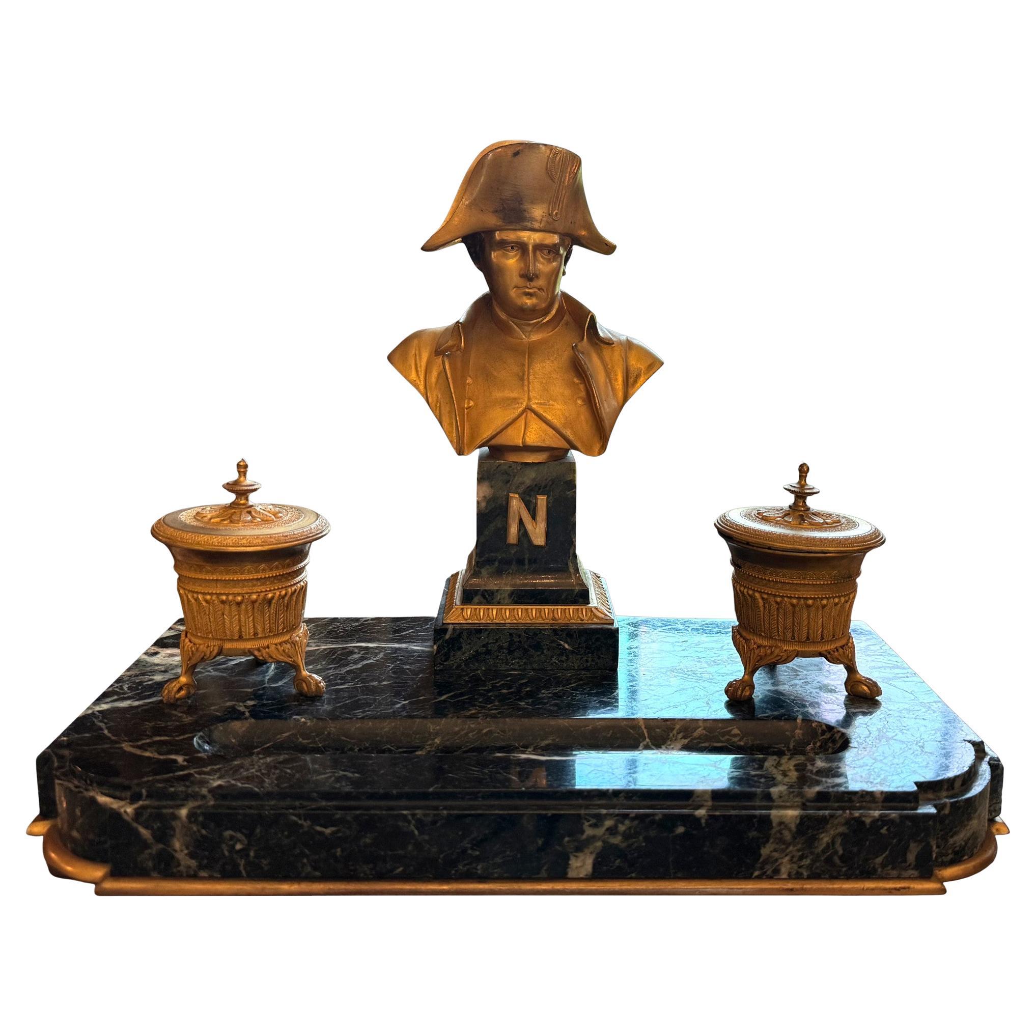 French Empire Gilt Bronze and Marble Standish For Sale