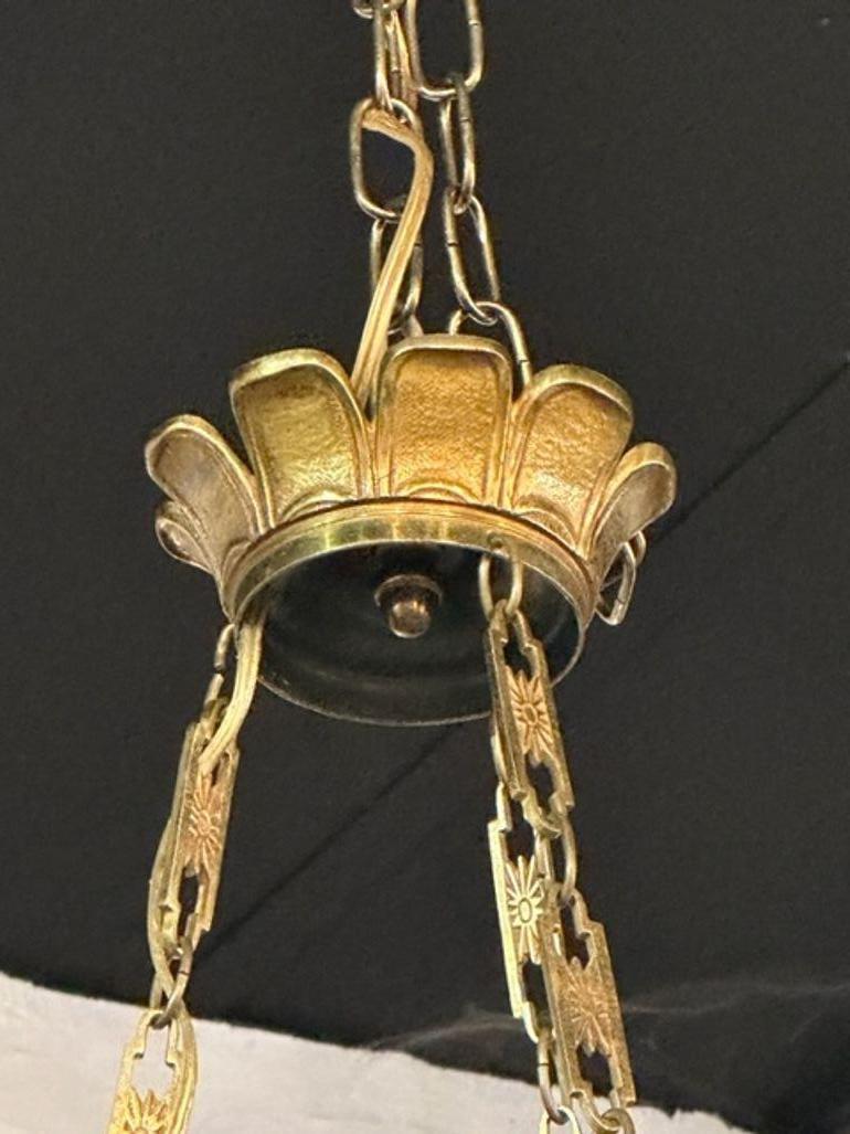 20th Century French Empire Gilt Bronze and Tole Chandelier For Sale