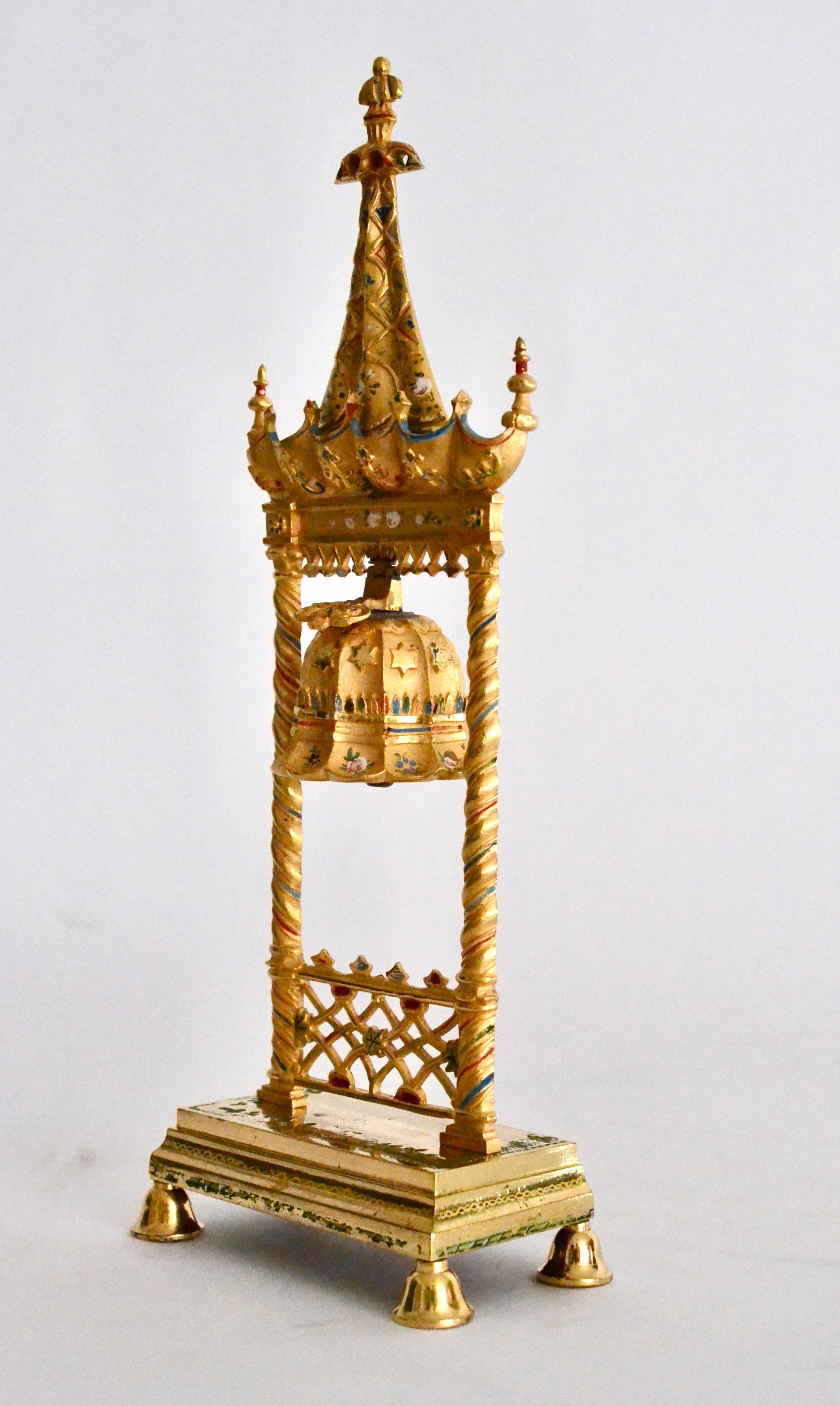 Chinoiserie Empire Gilt Bronze Bell In the shape of a Chinese Miniature Pagoda Bell Tower