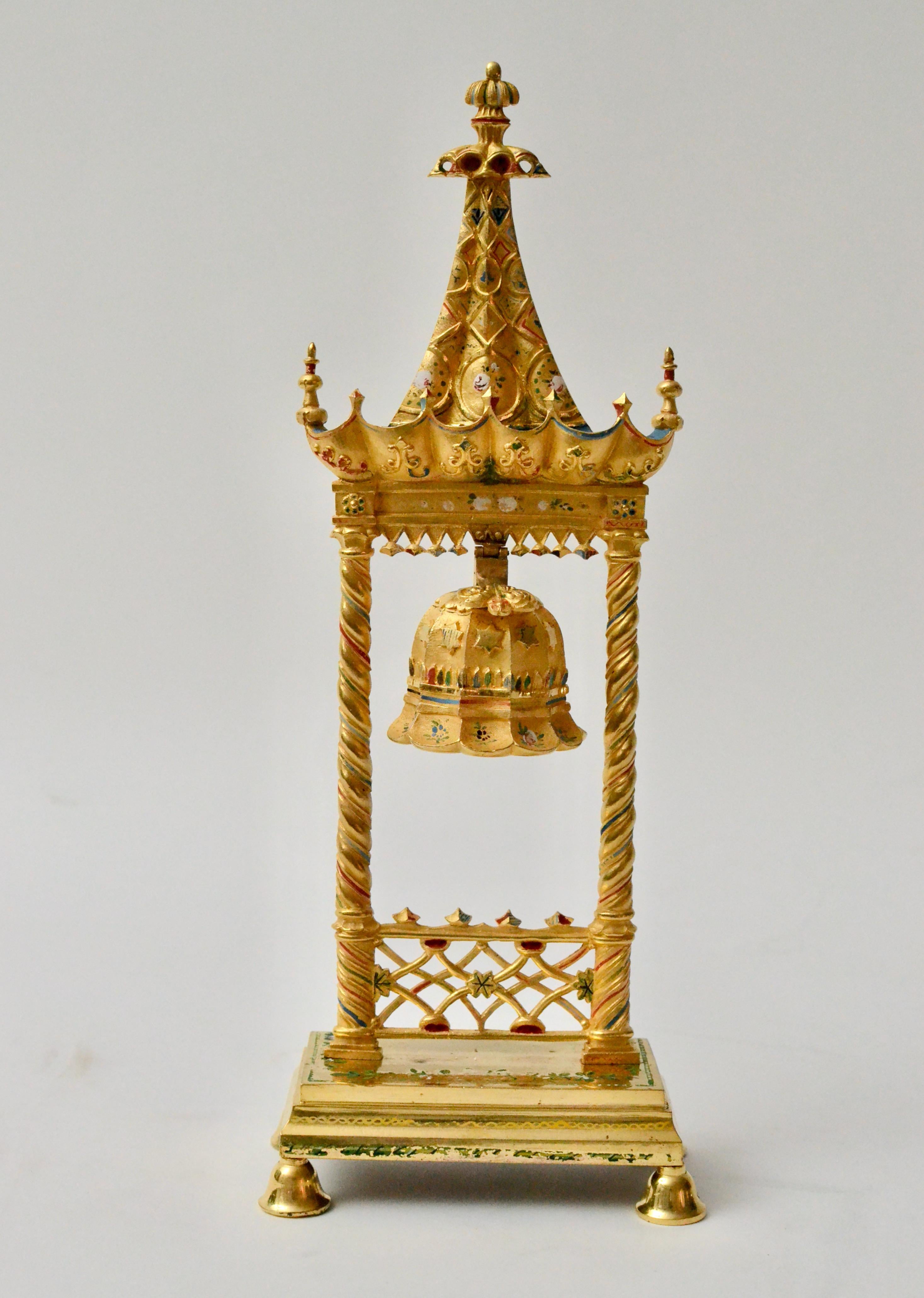 Empire Gilt Bronze Bell In the shape of a Chinese Miniature Pagoda Bell Tower In Good Condition In Stockholm, SE