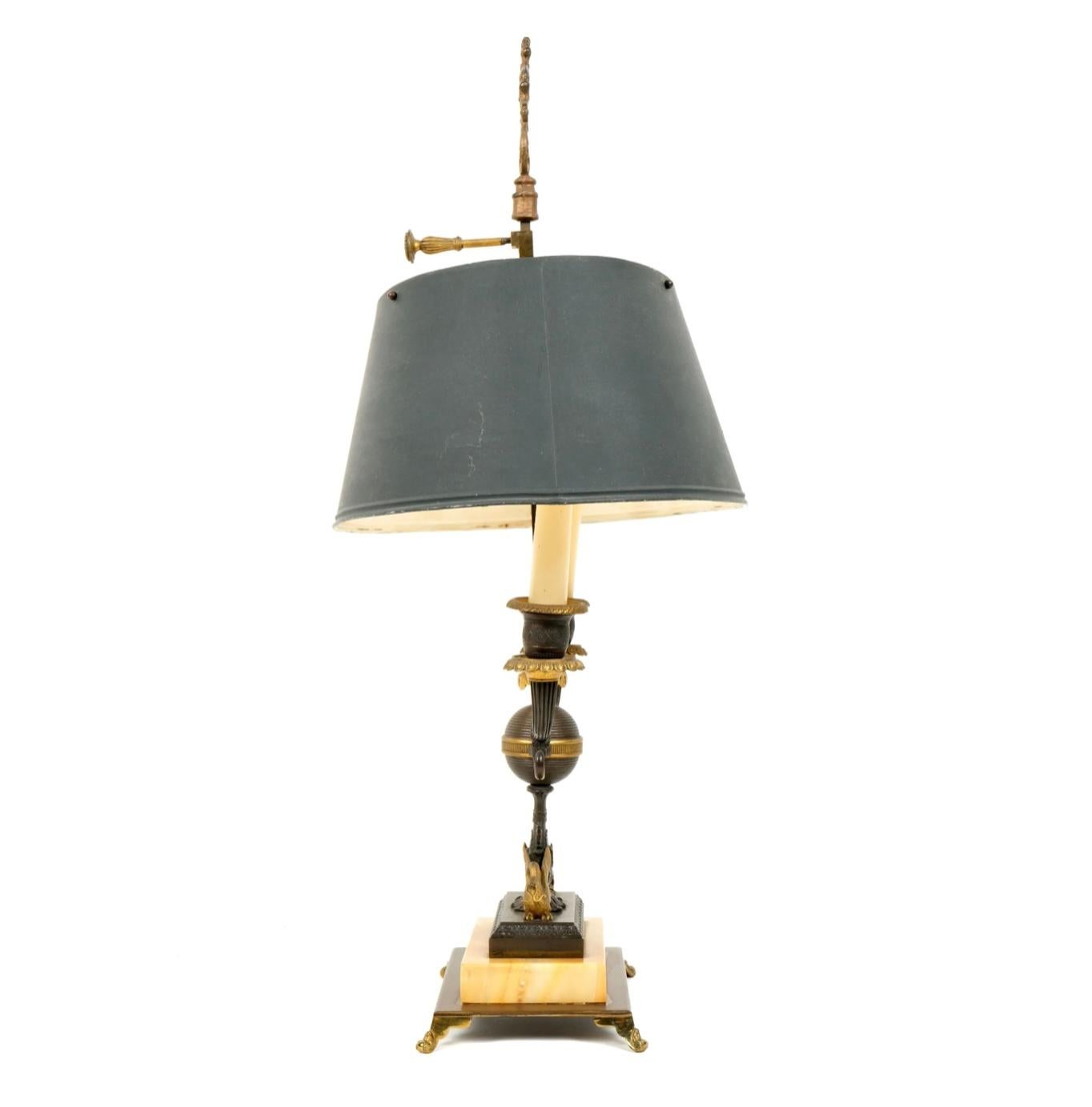 French Empire Gilt Bronze Bouillotte Lamp  In Good Condition For Sale In Bradenton, FL