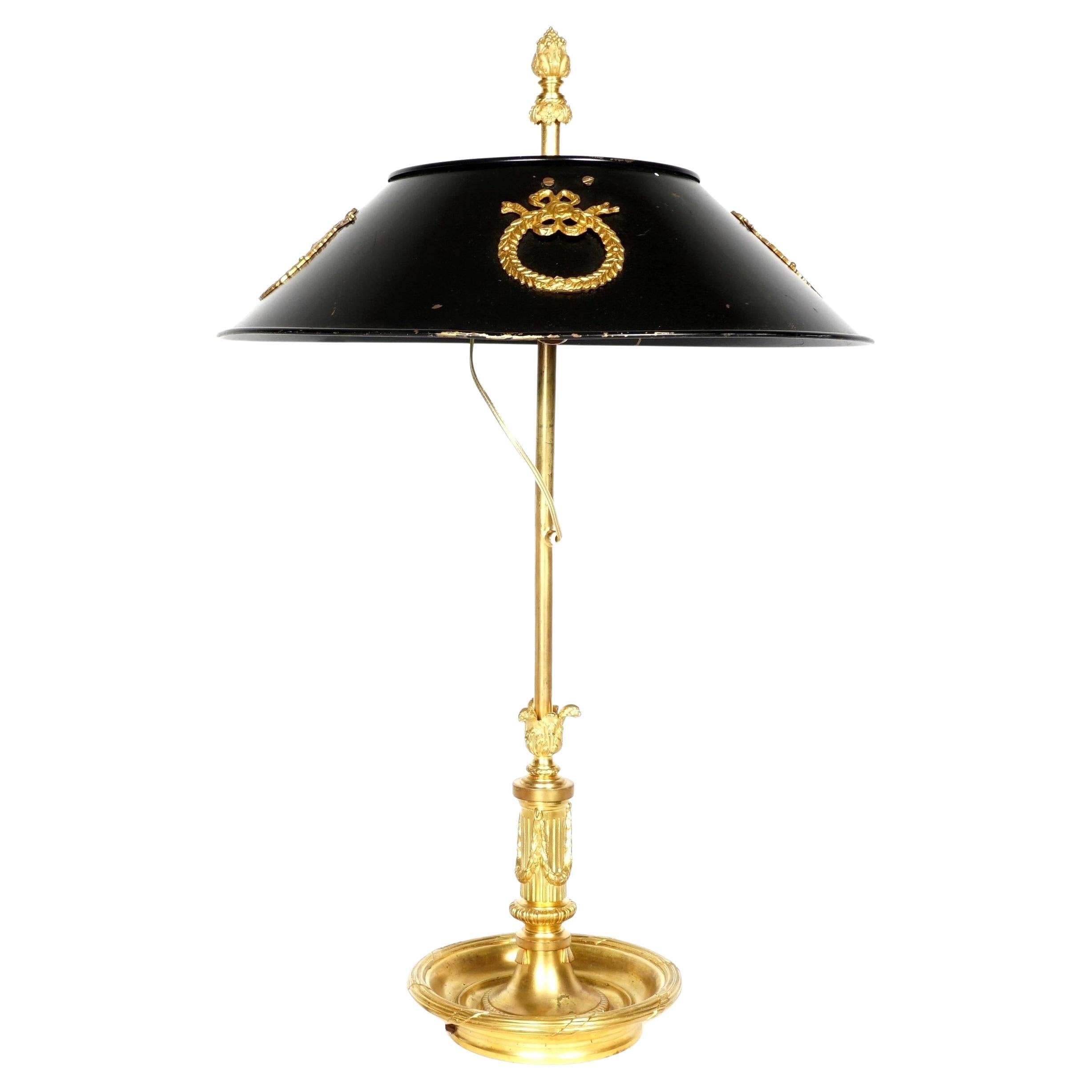 French Empire Gilt Bronze Bouillotte Lamp