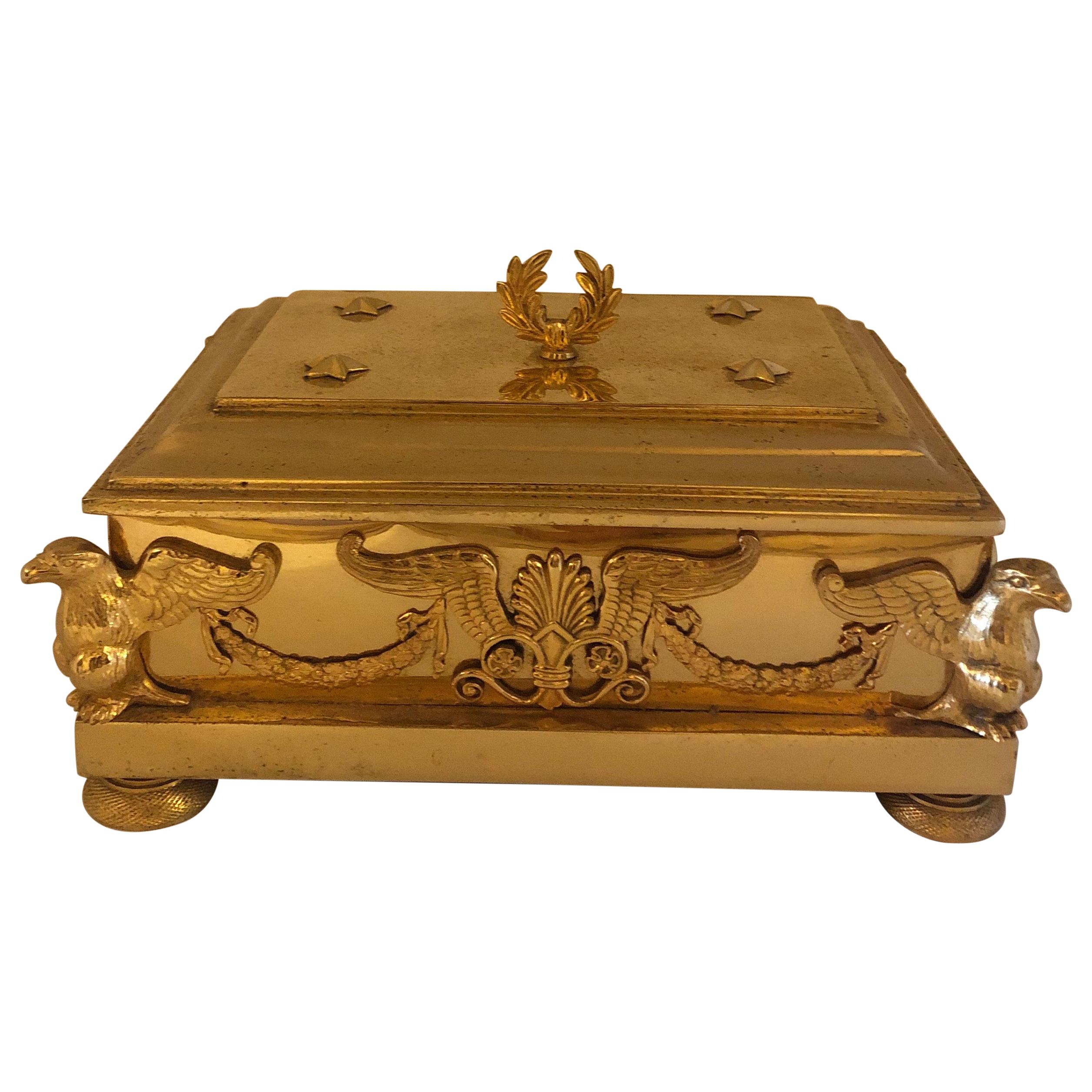French Empire Gilt Bronze Box For Sale