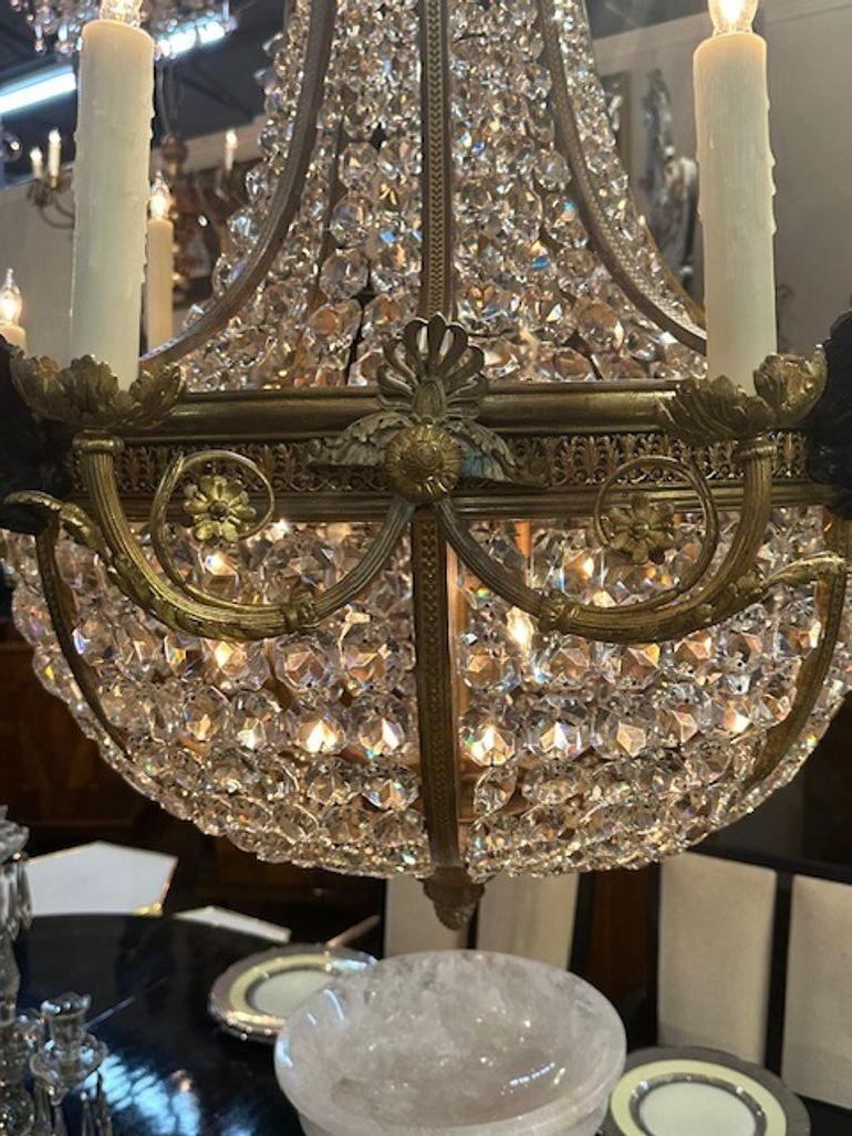 Lustre Empire français en bronze doré en vente 2