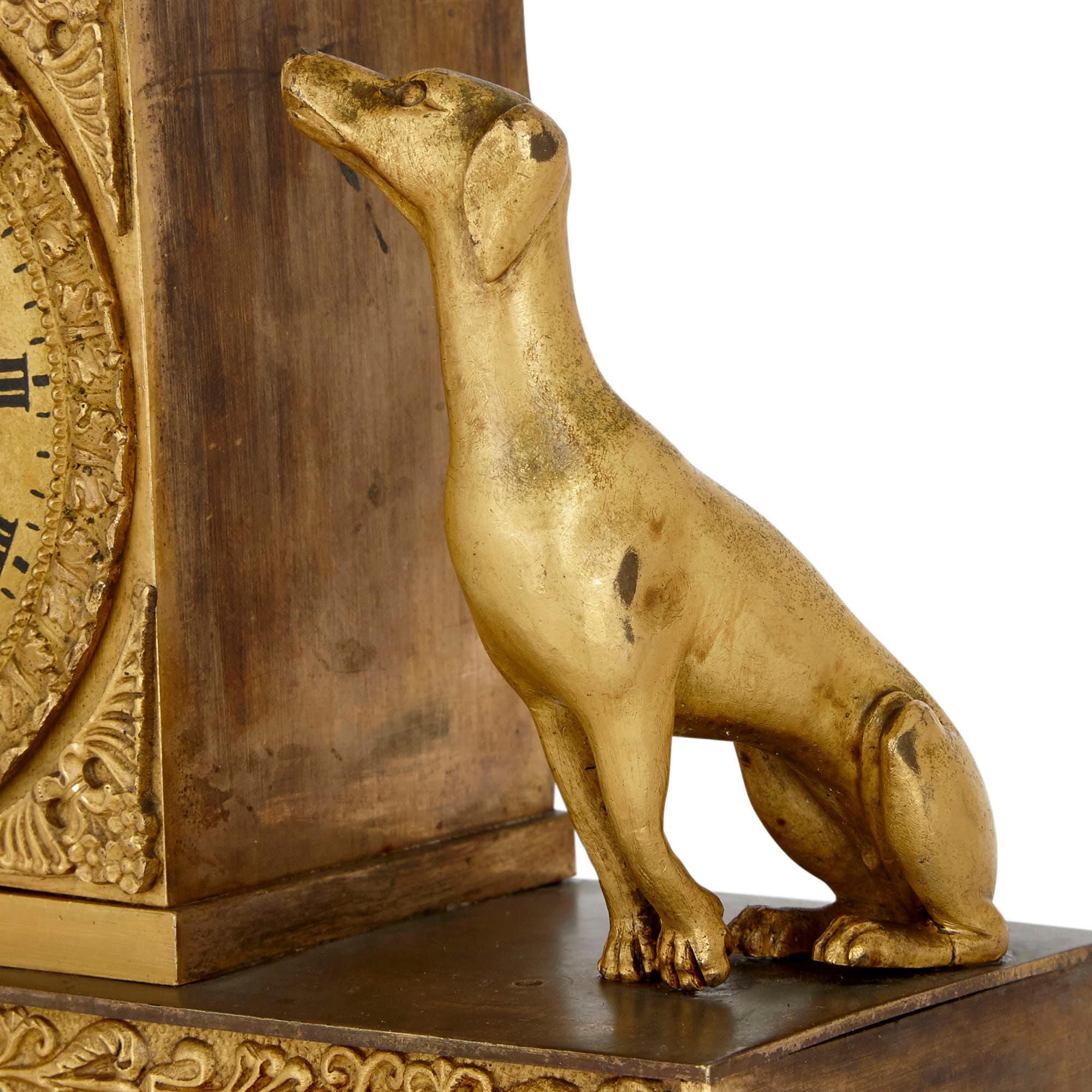 French Empire Gilt Bronze Clock For Sale 1