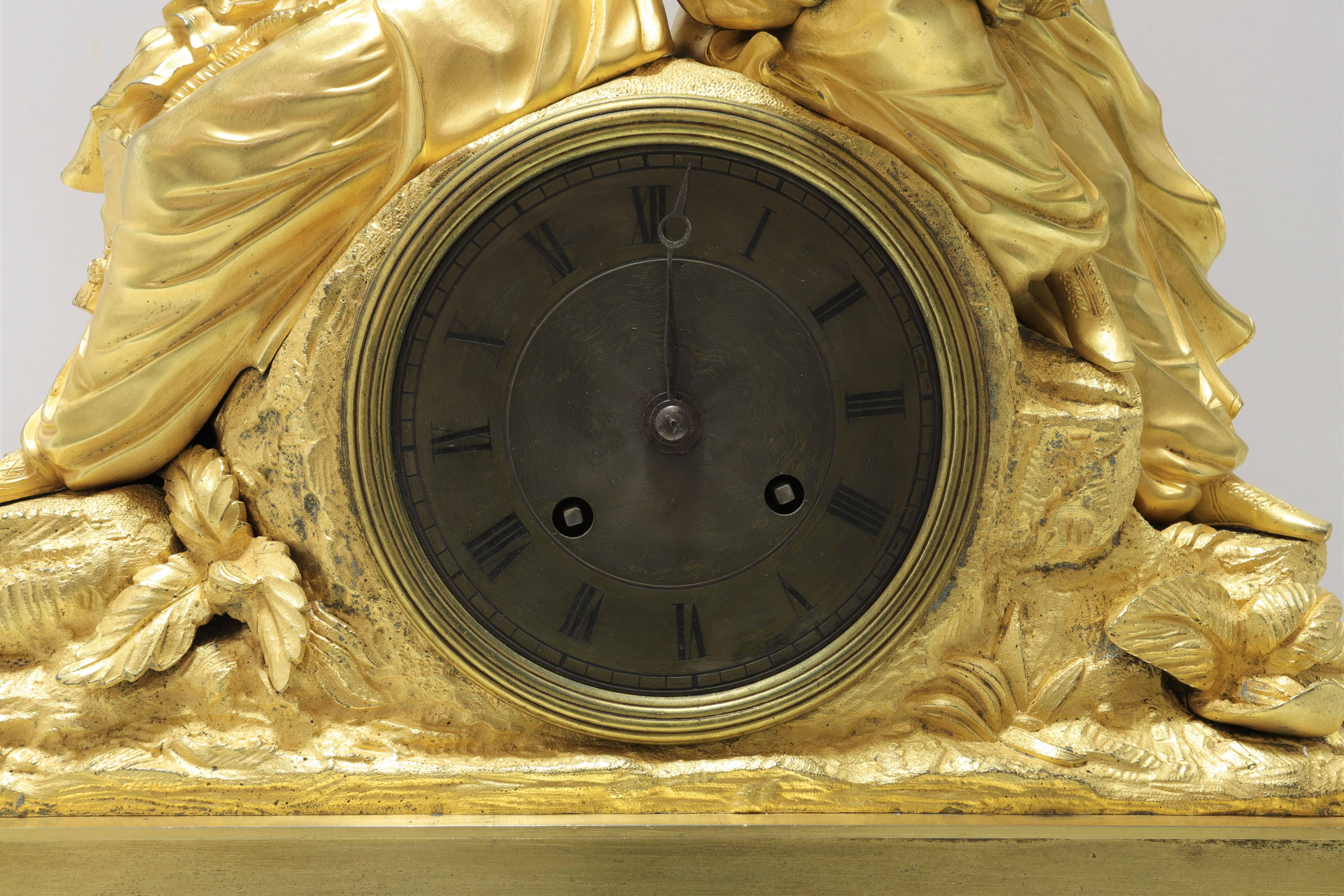 Fine quality French early 19th century Empire gilt bronze clock made for the Turkish or Greek market.