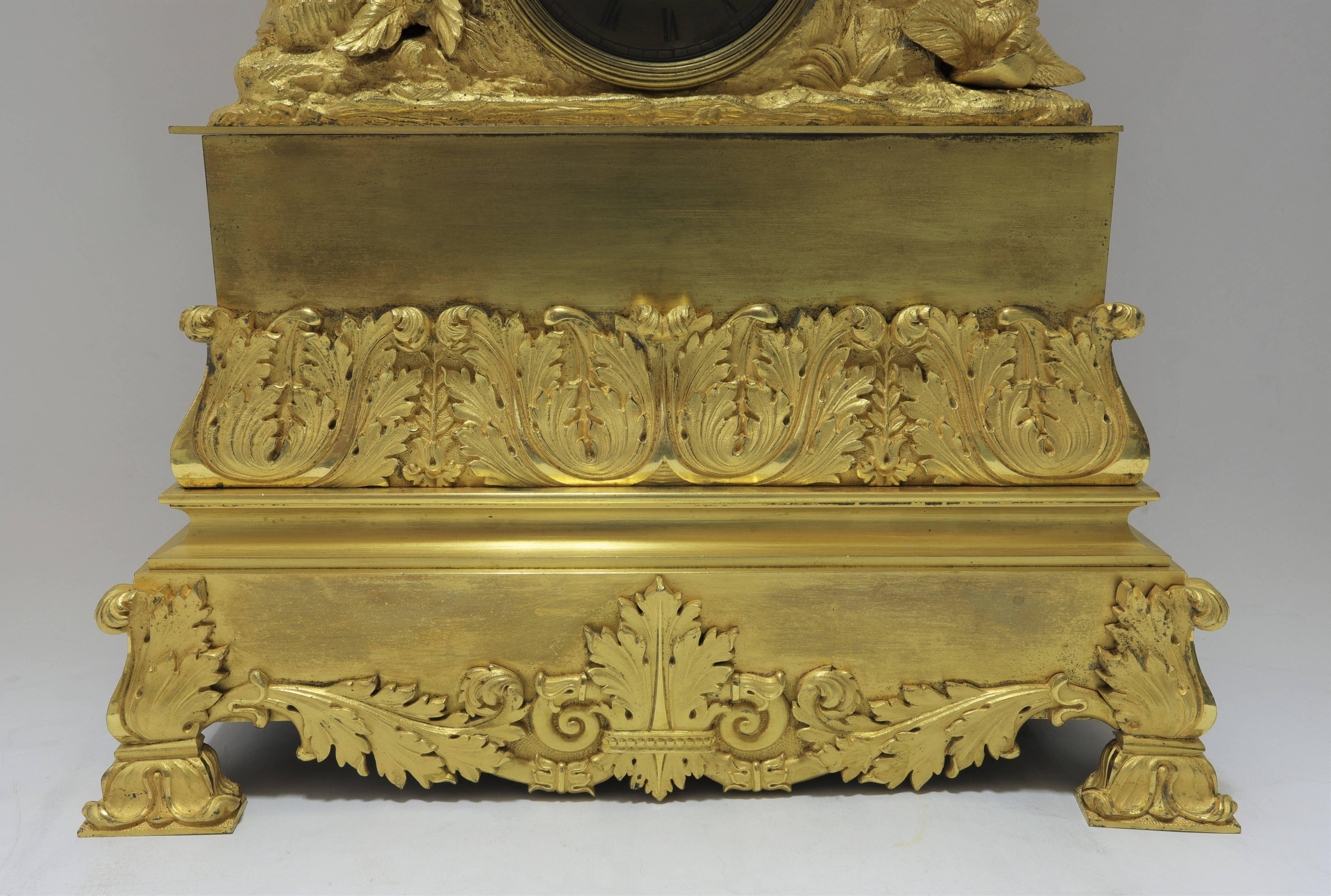 19th Century French Empire Gilt Bronze Clock Made for Turkish Market