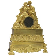 French Empire Gilt Bronze Clock Made for Turkish Market