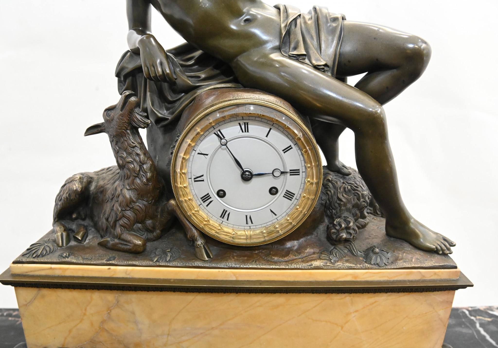 French Empire Gilt Bronze Clock Mantle Silk Suspension Movement 1820 6