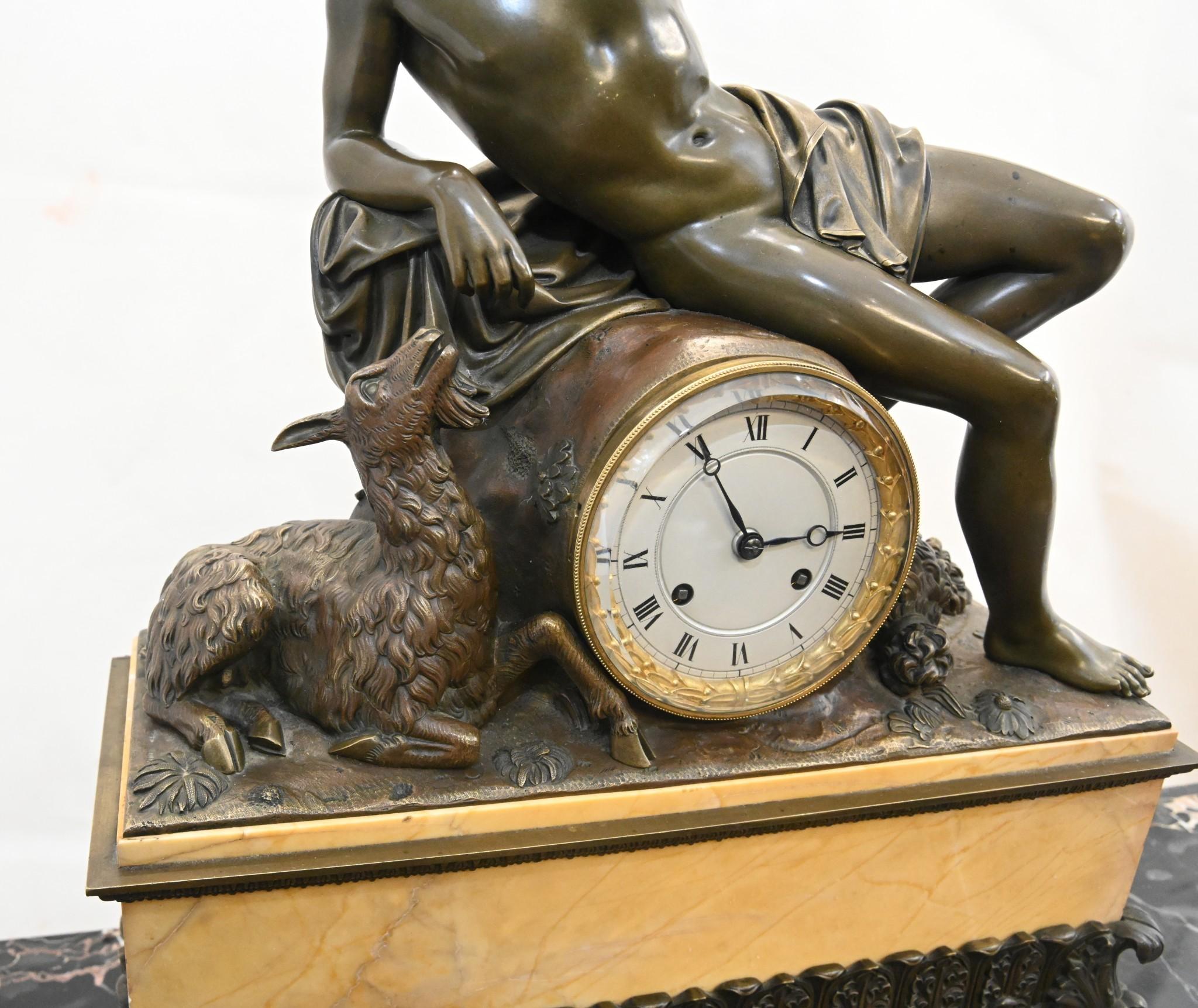 French Empire Gilt Bronze Clock Mantle Silk Suspension Movement 1820 7