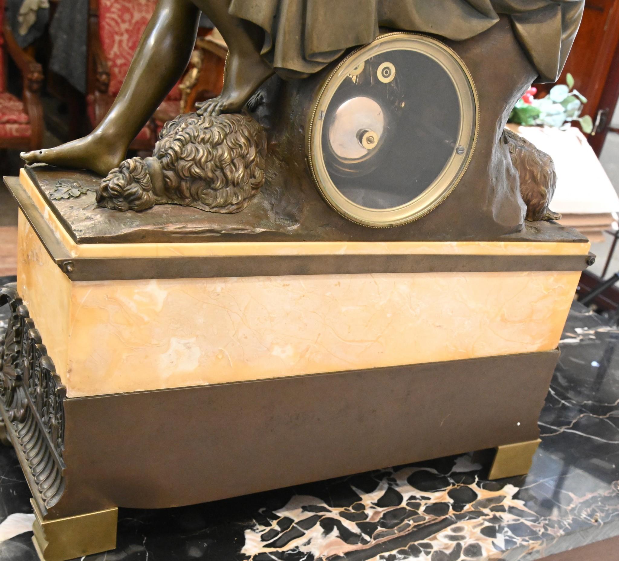 Late 19th Century French Empire Gilt Bronze Clock Mantle Silk Suspension Movement 1820