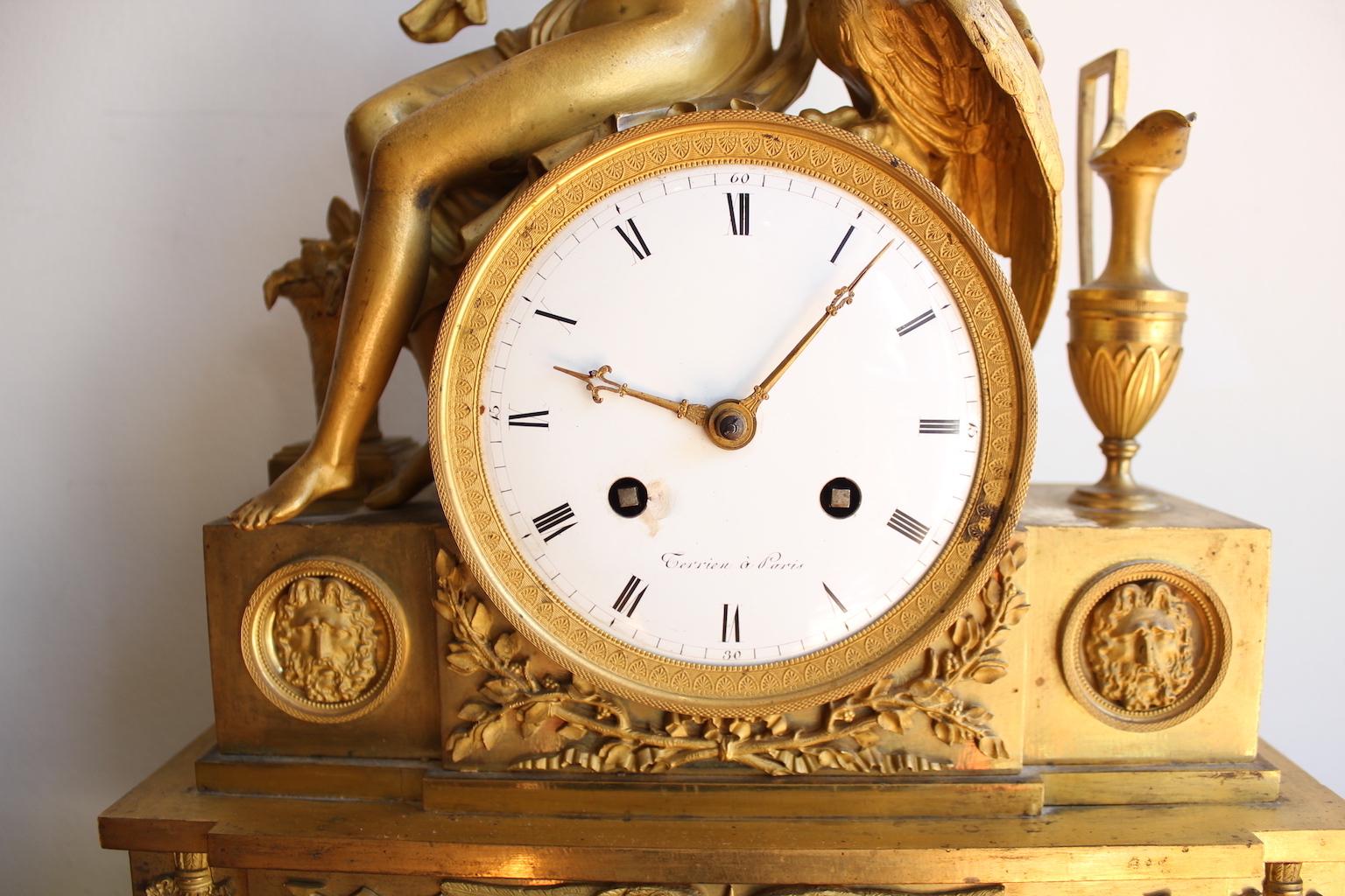 French Empire Gilt Bronze Clock of Hebé and the Eagle 2