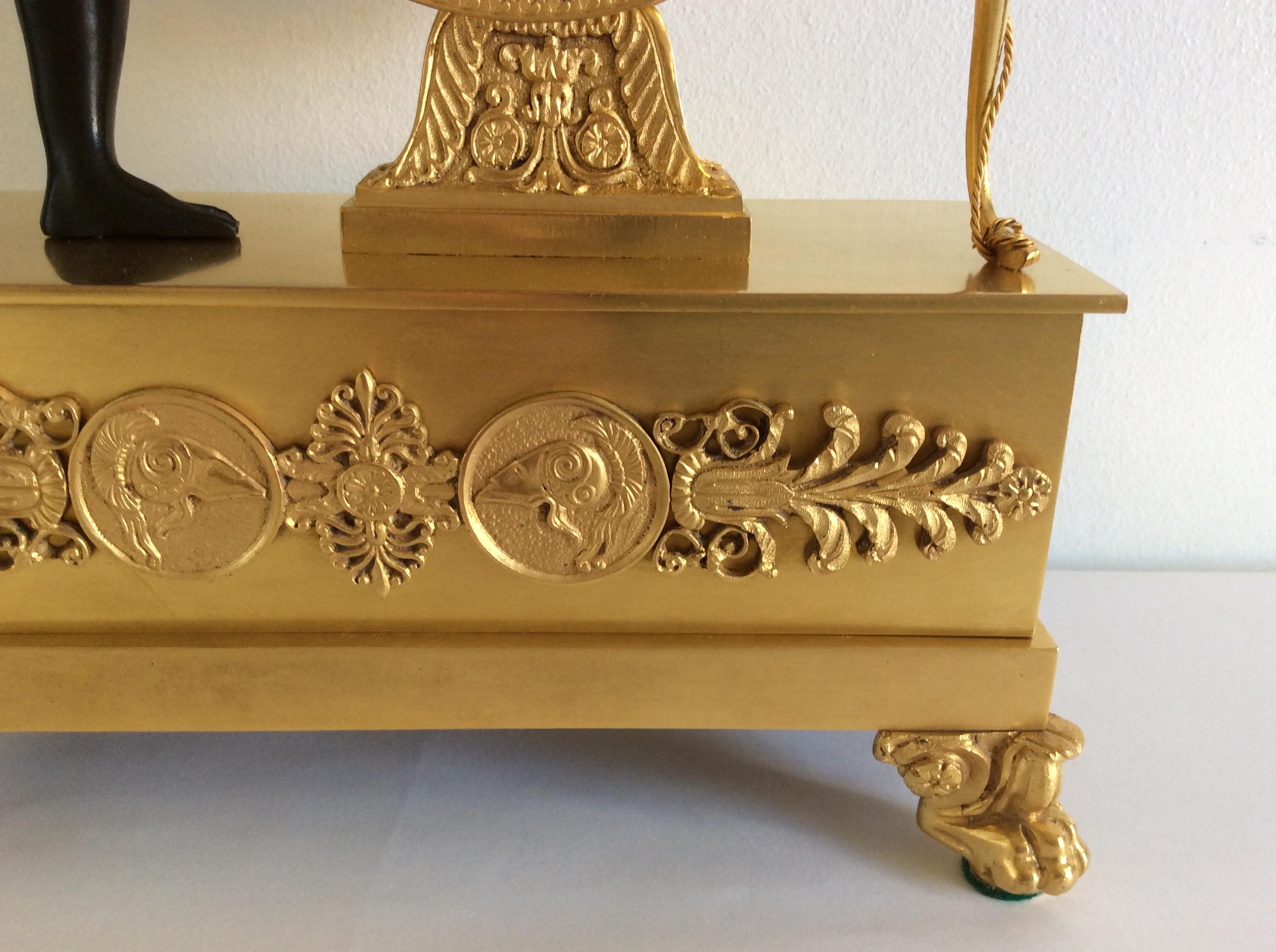French Empire Gilt Bronze Clock with Cupid In Good Condition In Lyngby, DK