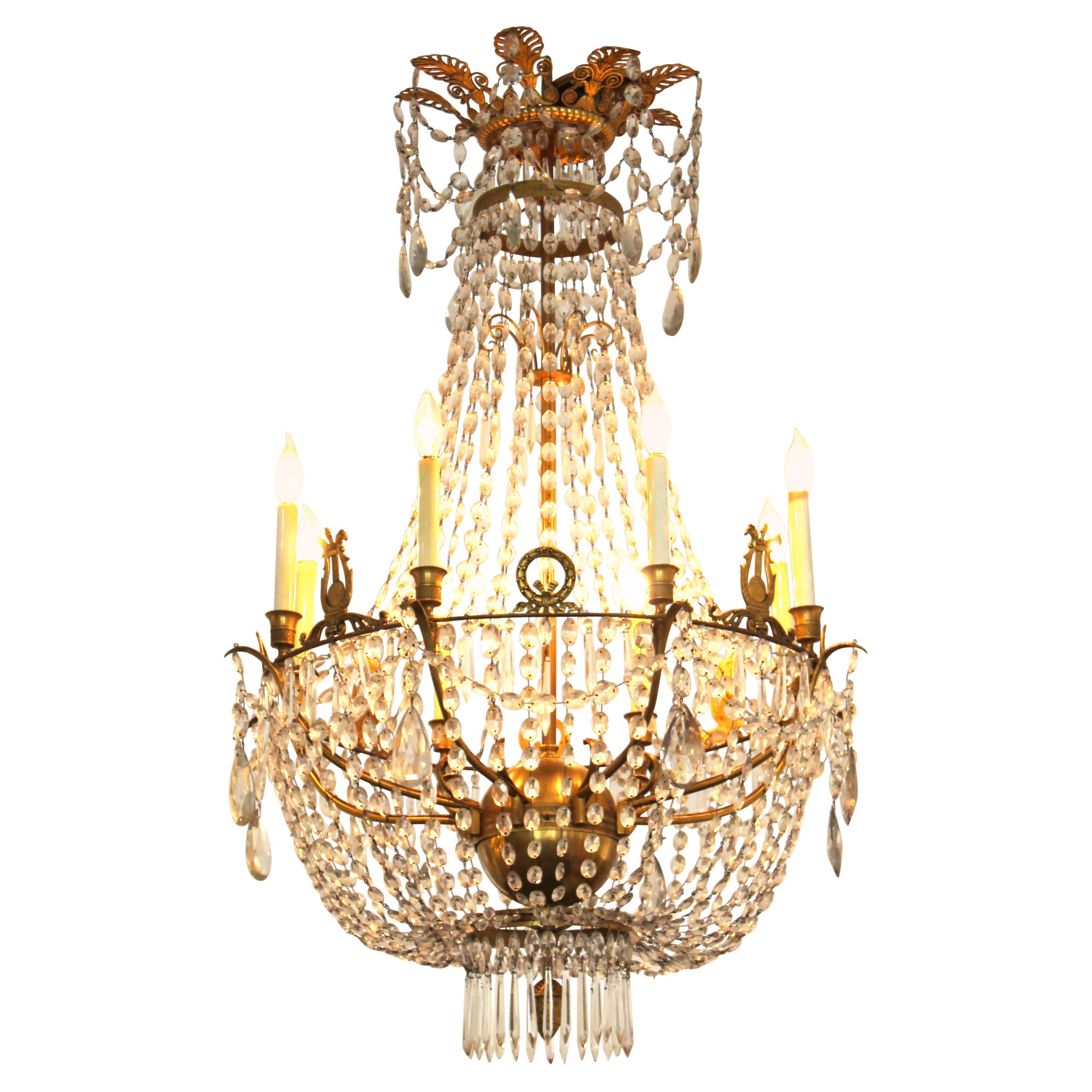French Empire Grand Crystal Chandelier For Sale at 1stDibs