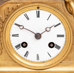 French Empire Gilt Bronze Figural Clock, ca. 1840